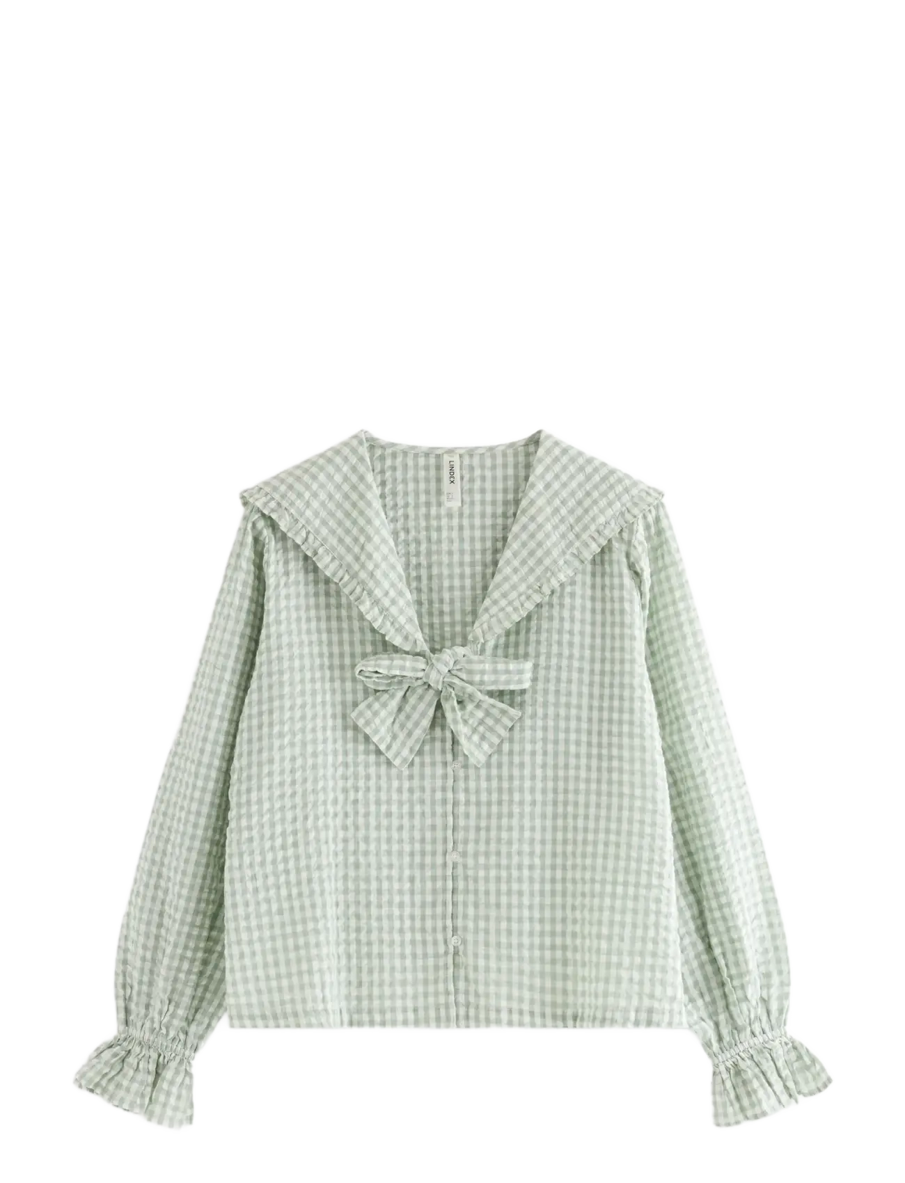 Lindex Pyjama shirt in seersucker - Pikkade varrukatega särgid - LIGHT DUSTY GREEN / green