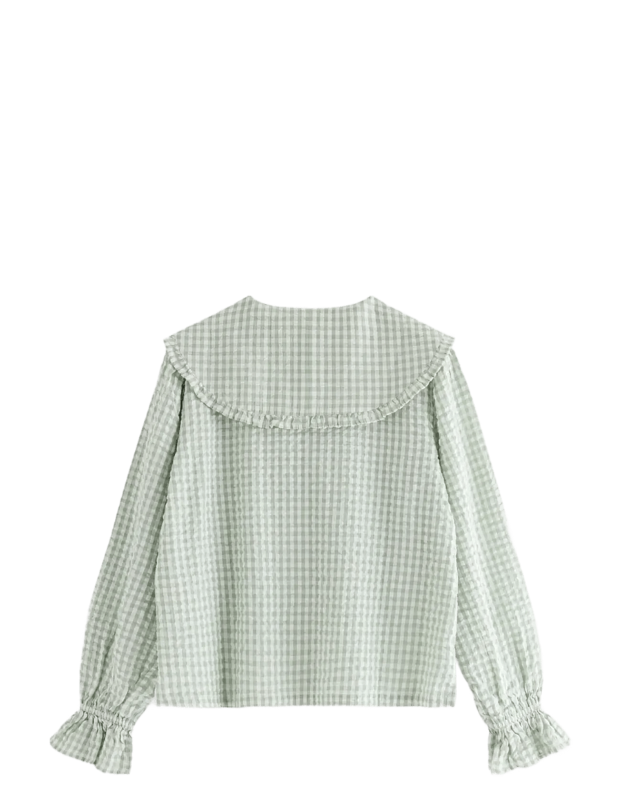 Lindex - Pyjama shirt in seersucker - långärmade skjortor - light dusty green - 2