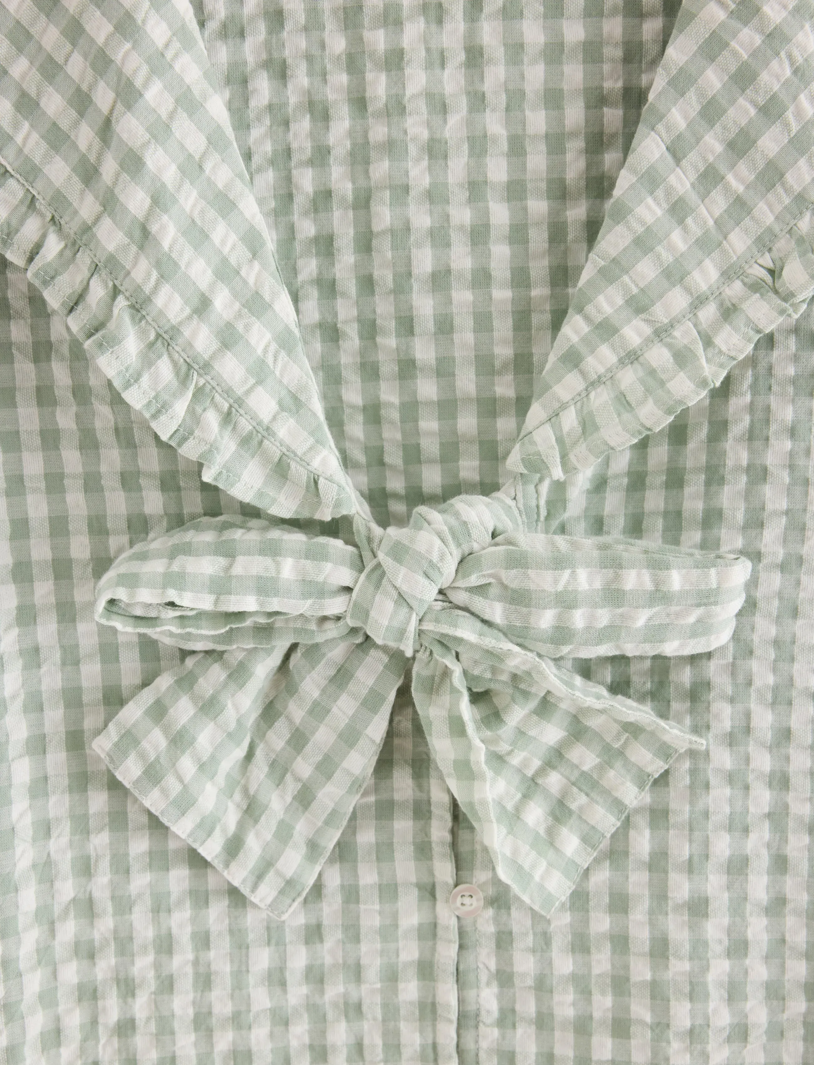 Lindex - Pyjama shirt in seersucker - light dusty green - 5