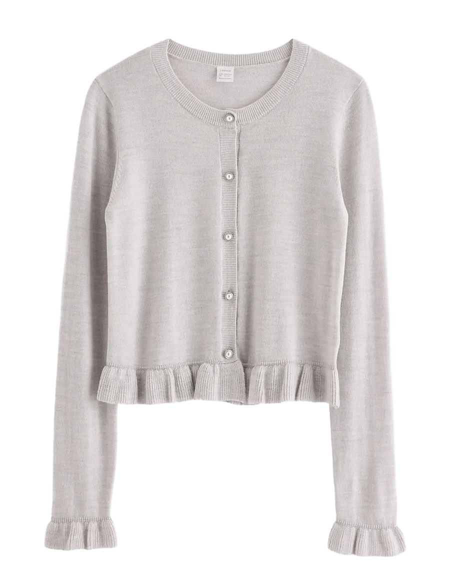 Lindex - Cardigan in merino wool - cardigans - light grey melange - 0