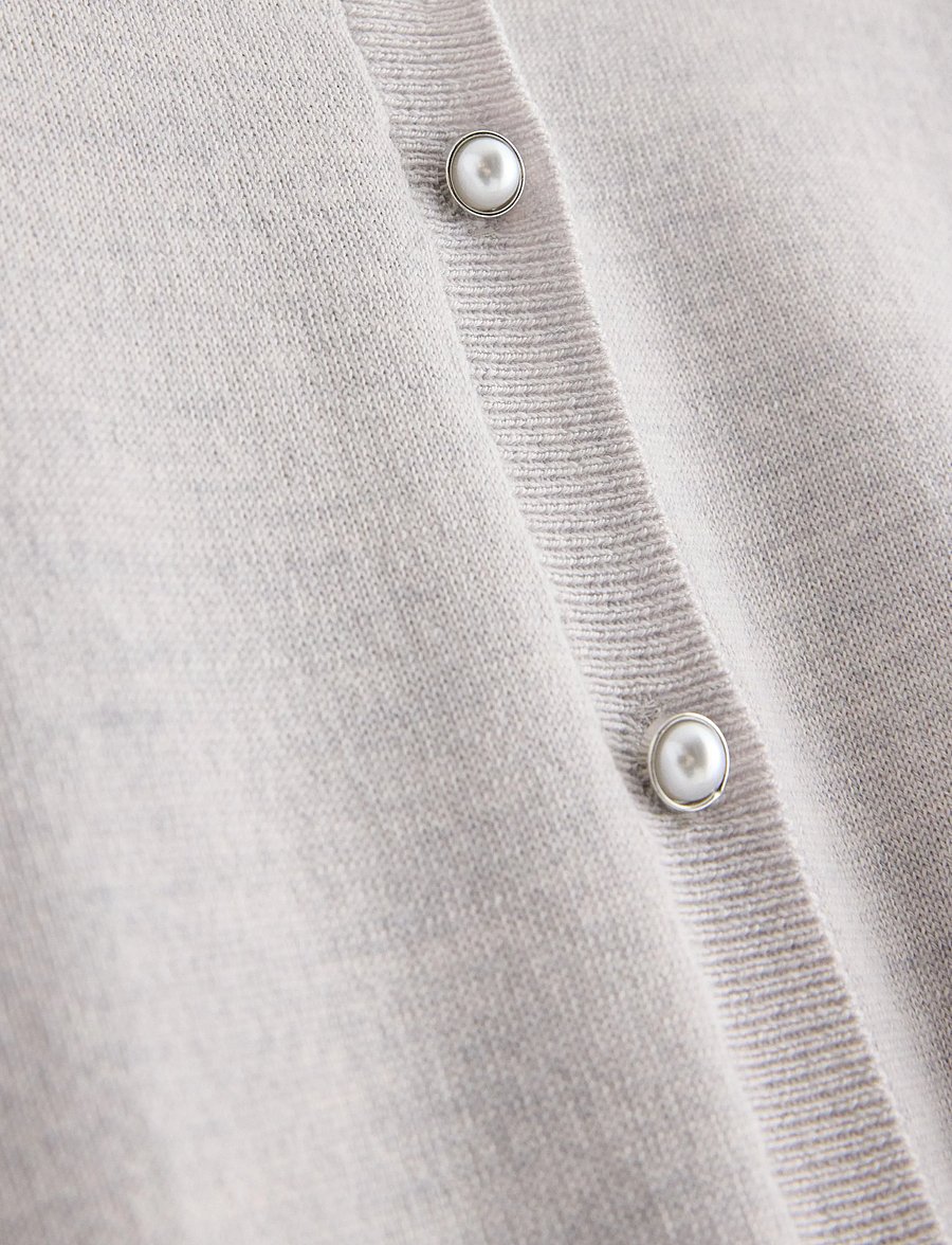 Lindex - Cardigan in merino wool - cardigans - light grey melange - 2