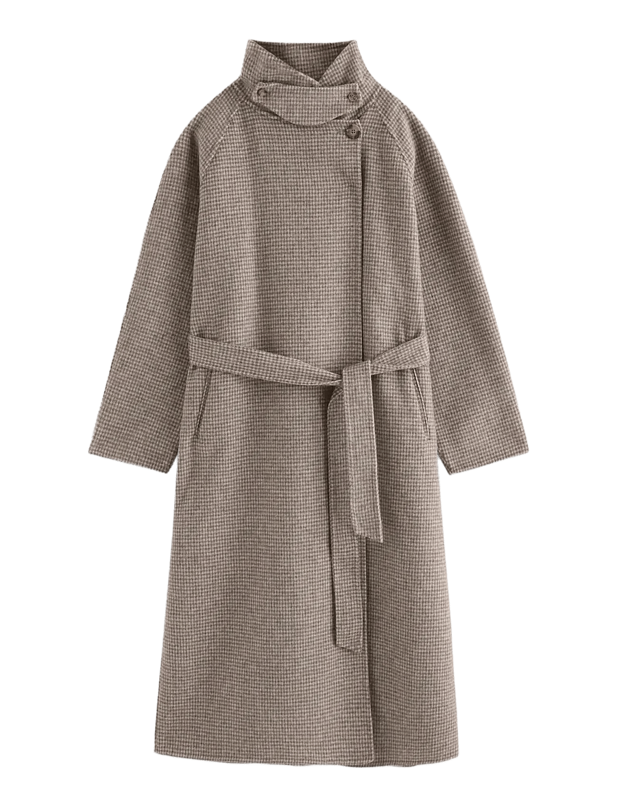Lindex - Checked coat in wool blend - winterjacken - dark khaki - 1