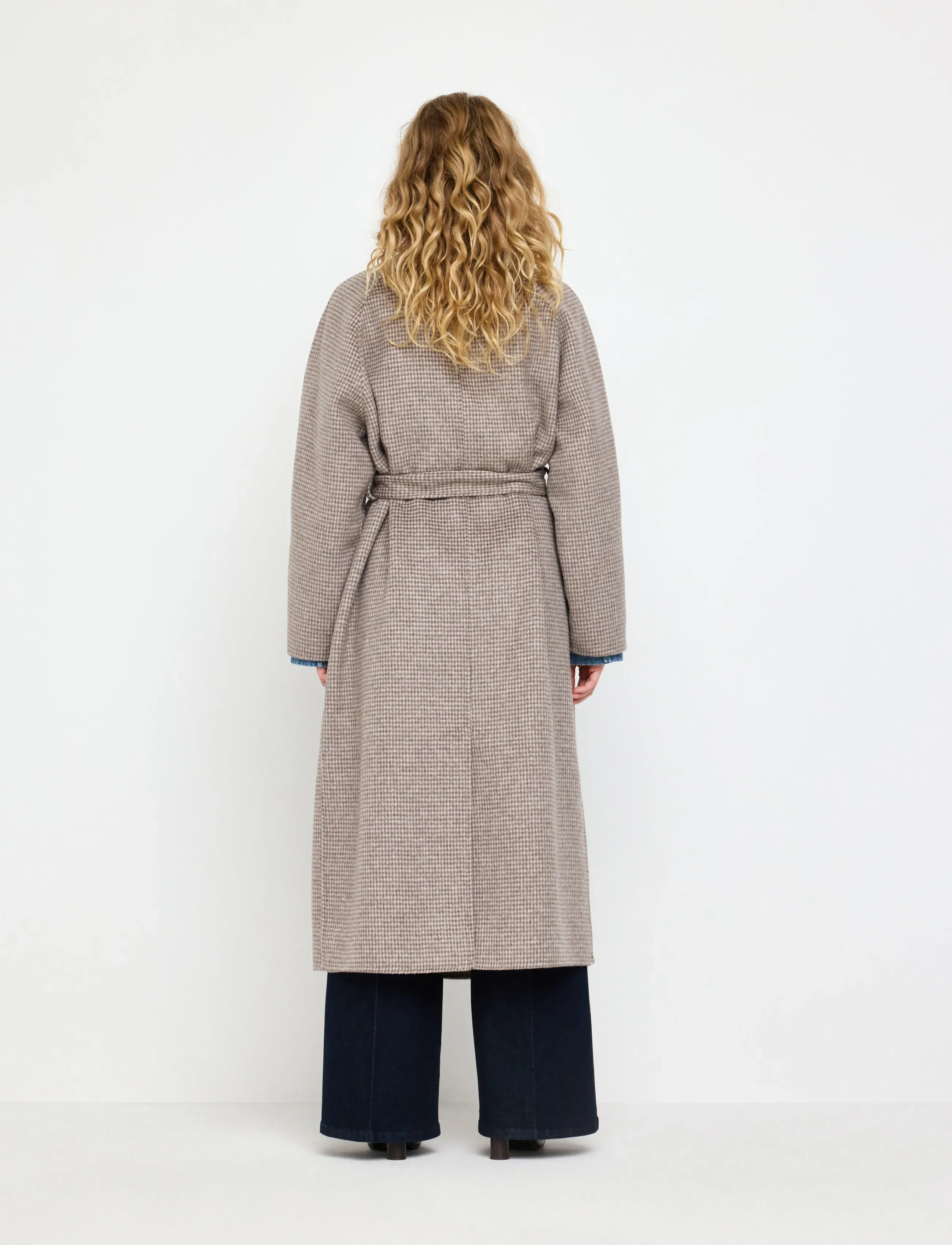 Lindex - Checked coat in wool blend - winterjacken - dark khaki - 3