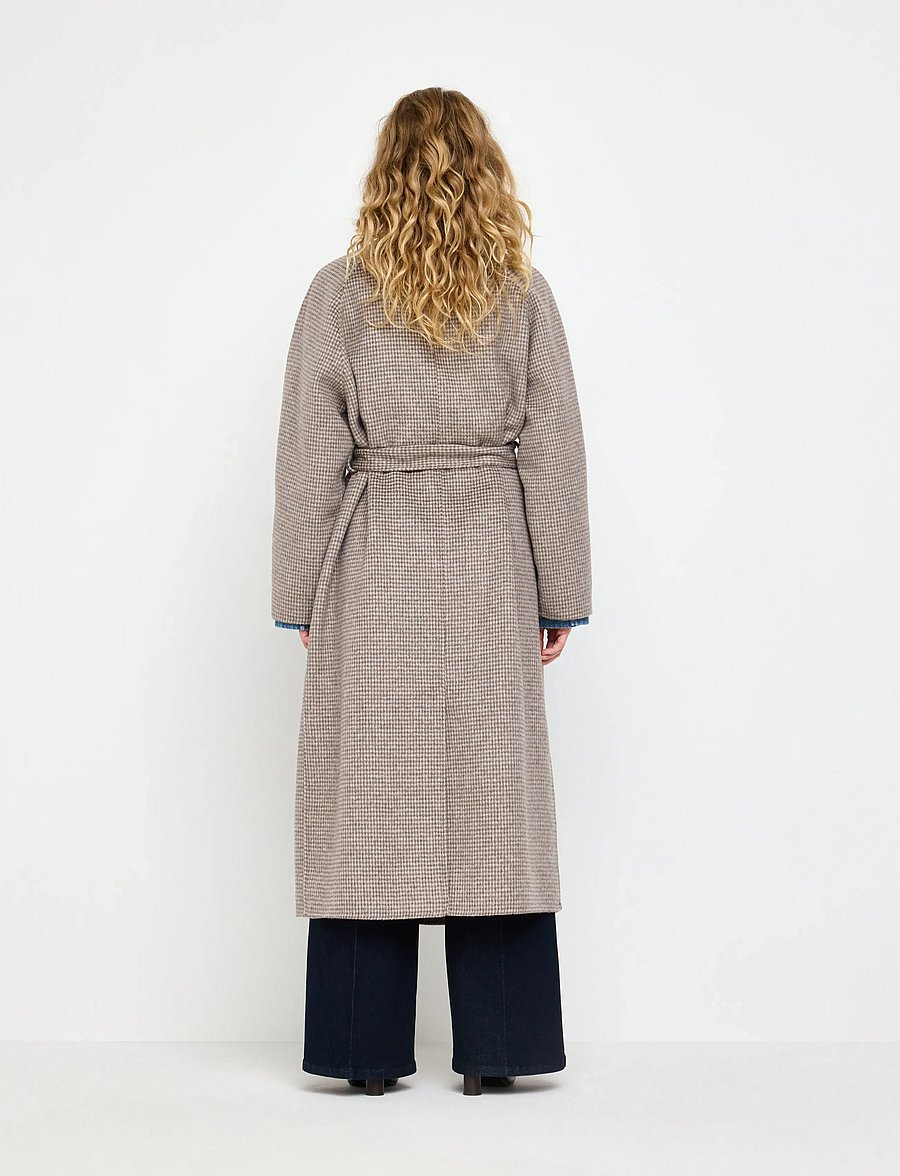 Lindex - Checked coat in wool blend - winterjacken - dark khaki - 3