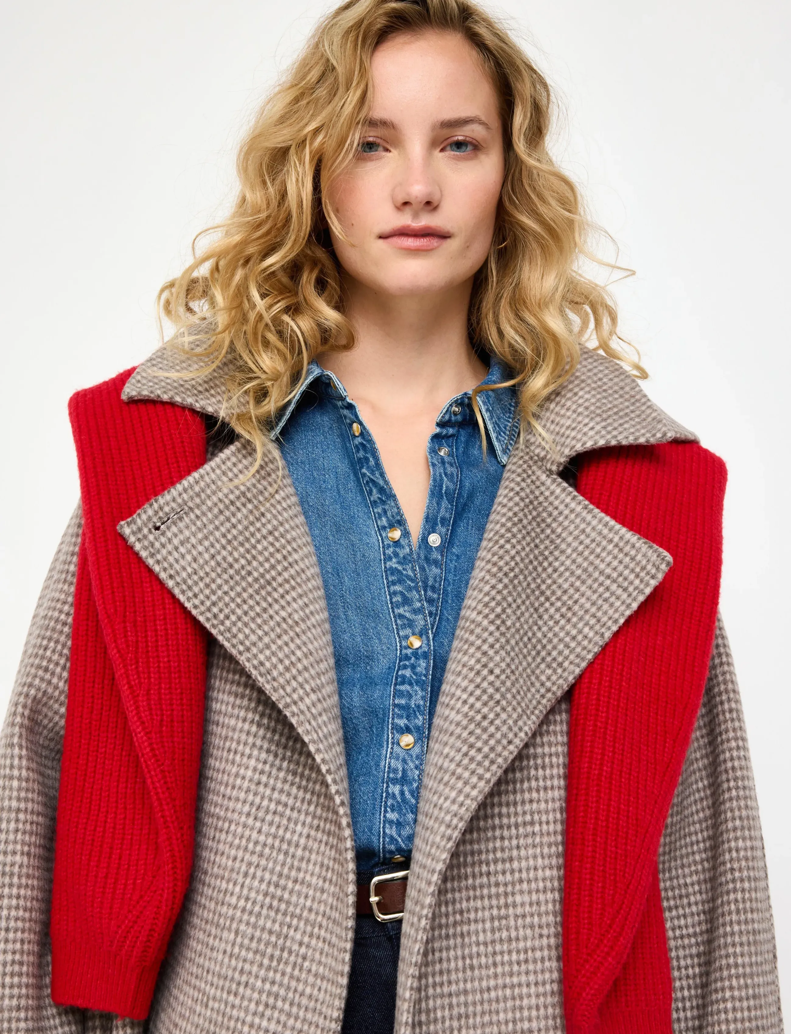 Lindex - Checked coat in wool blend - winterjacken - dark khaki - 4