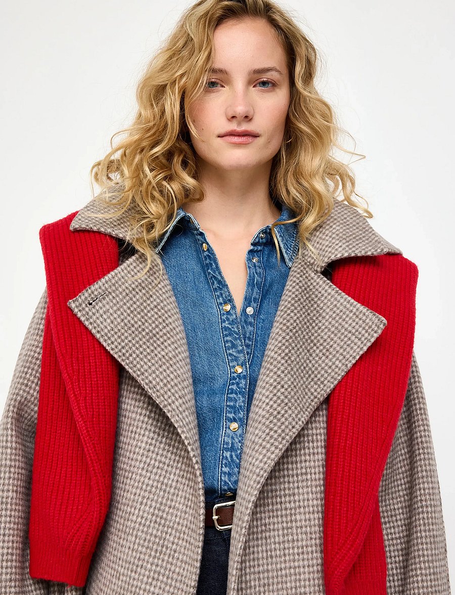 Lindex - Checked coat in wool blend - winterjacken - dark khaki - 4