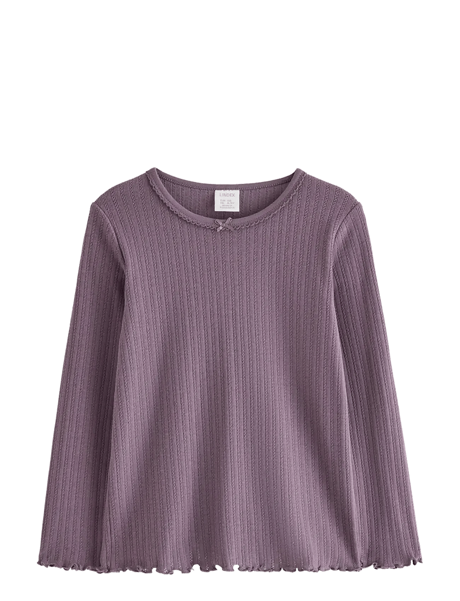 Lindex - Long-sleeved top in pointelle - langärmelig - light dusty lilac - 0