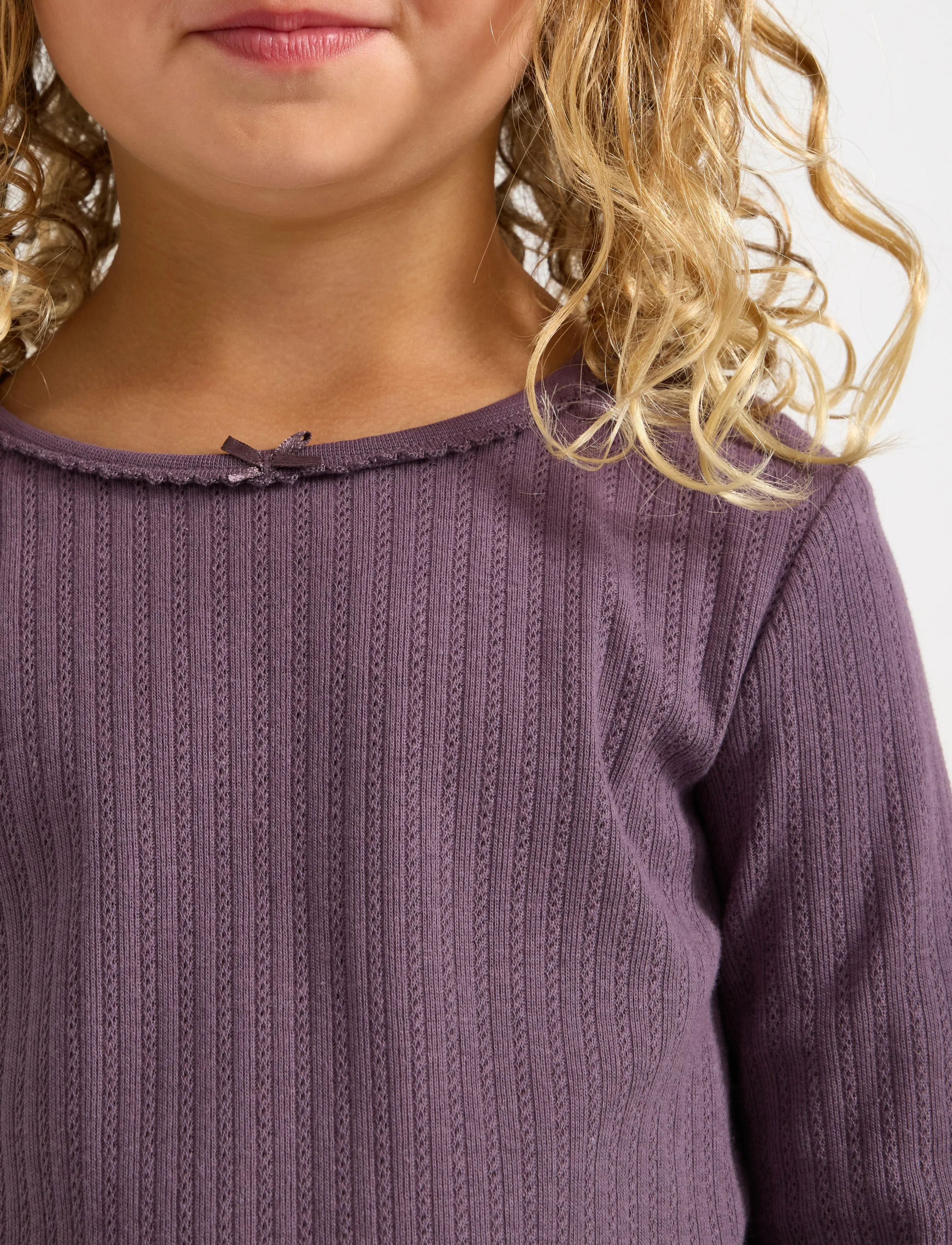 Lindex - Long-sleeved top in pointelle - langärmelig - light dusty lilac - 4
