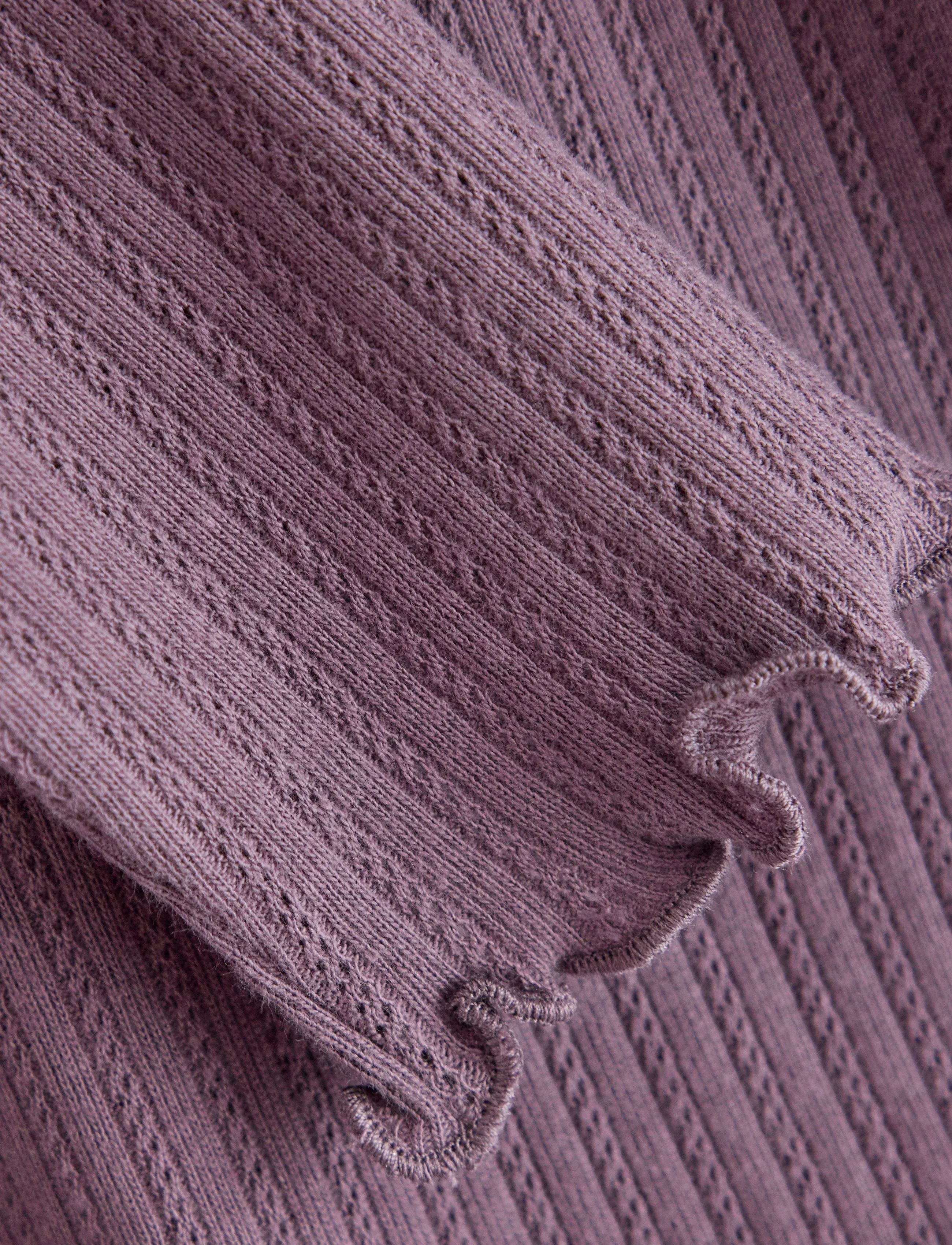 Lindex - Long-sleeved top in pointelle - långärmade t-shirts - light dusty lilac - 2
