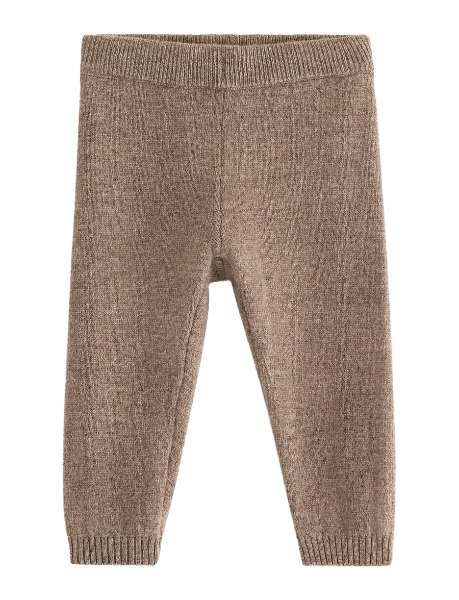 Lindex - Fine-knit leggings in merino wool - retuusid - brown melange - 0