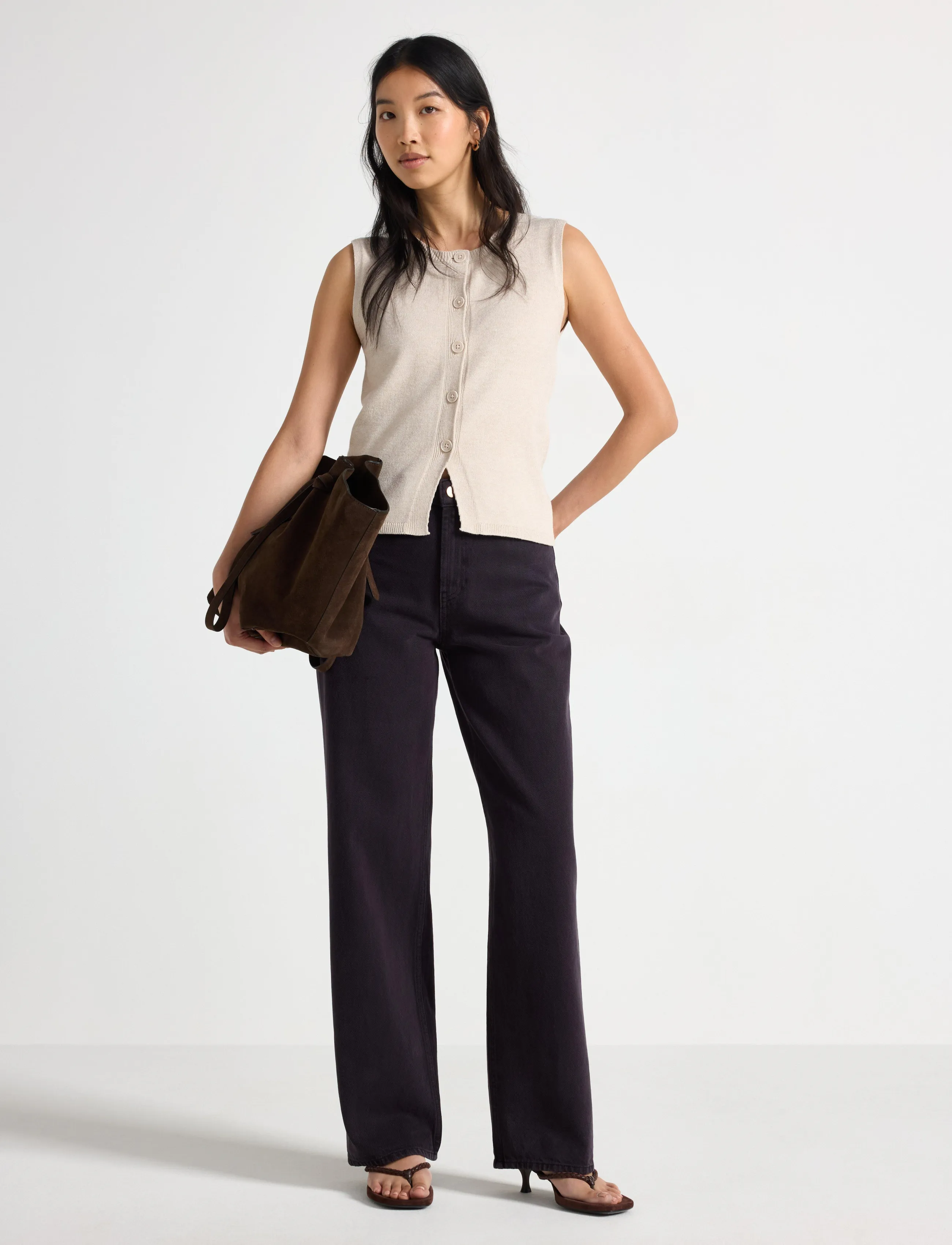Lindex Straight Jeans With High Waist, 42, Purple, Jeans > Lige-Almindelige, Dame
