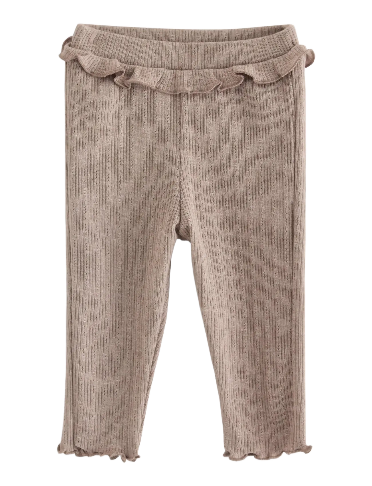 Lindex Ribbed Leggings With Frill, 74, Unterteile, Beige - Leggings, Kinder