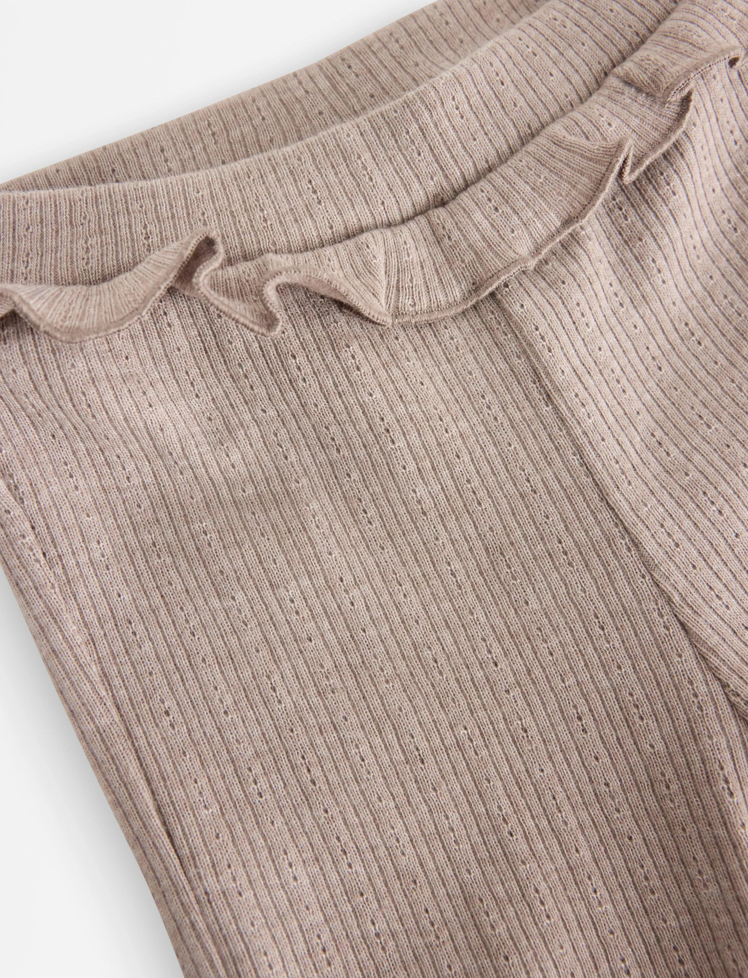 Lindex - Ribbed leggings with frill - beige melange - 2
