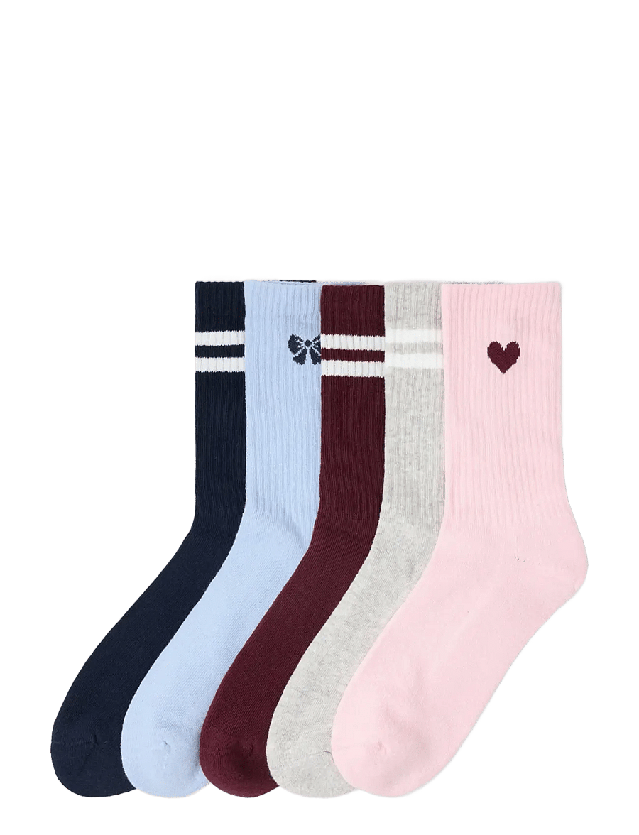 Lindex - 5-pack socks - strümpfe - dark dusty red - 0