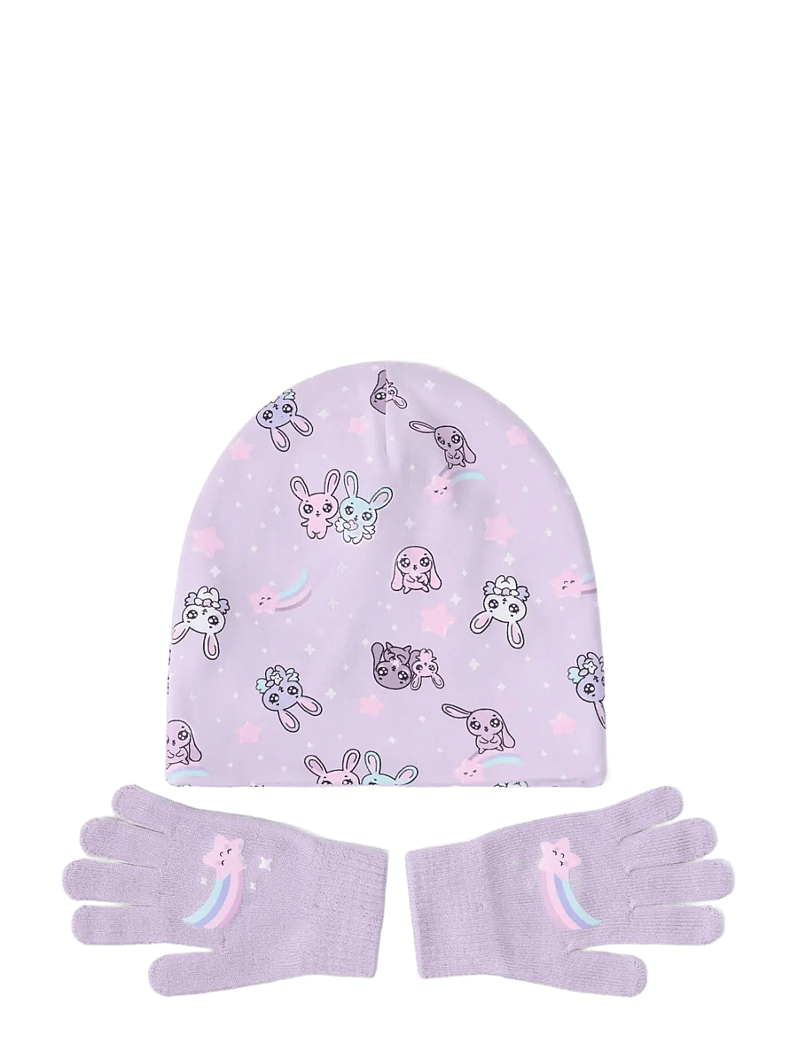 Lindex - Set with beanie and magic gloves - kindad - light lilac - 0