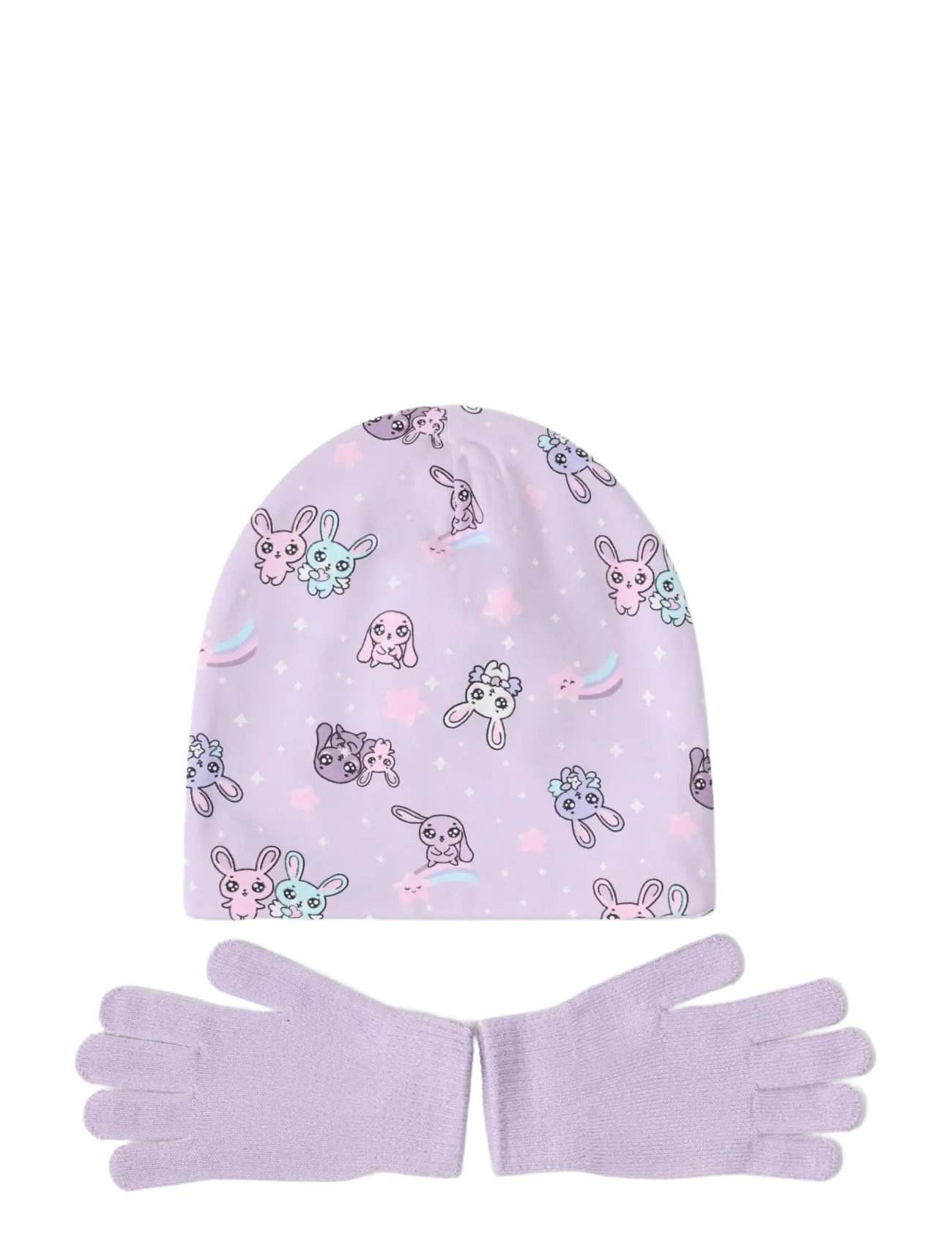 Lindex - Set with beanie and magic gloves - kindad - light lilac - 1