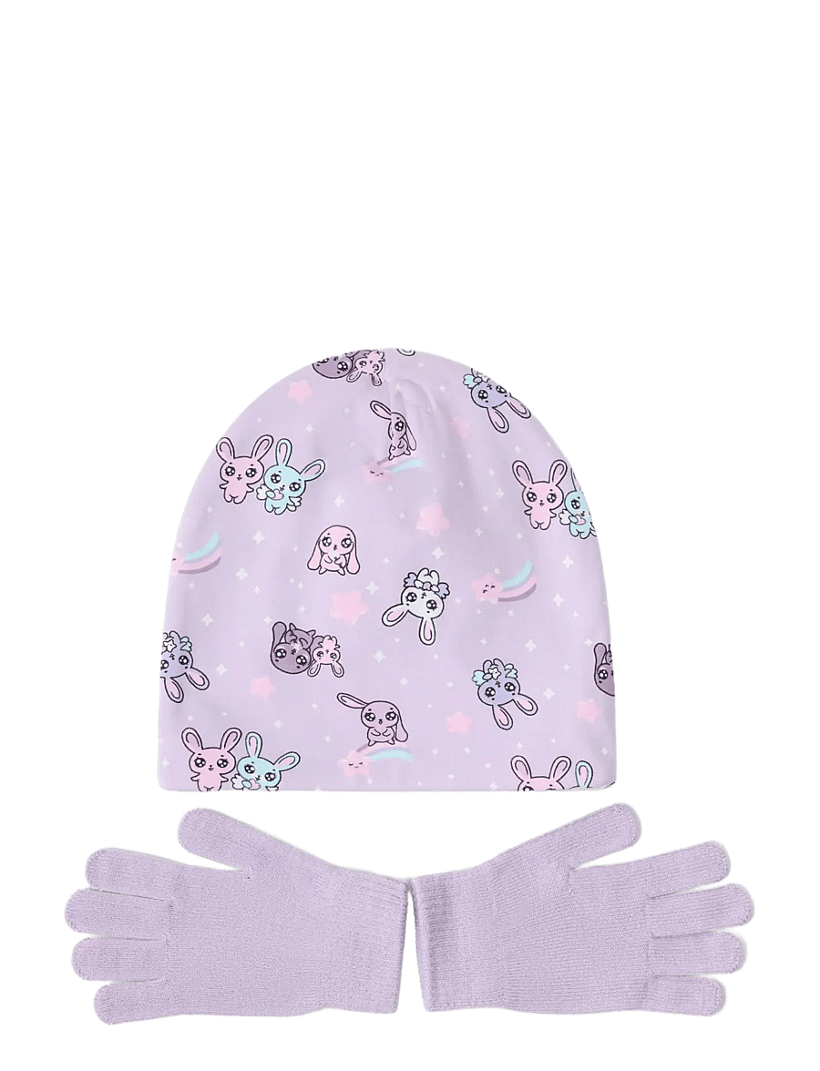 Lindex - Set with beanie and magic gloves - kindad - light lilac - 1