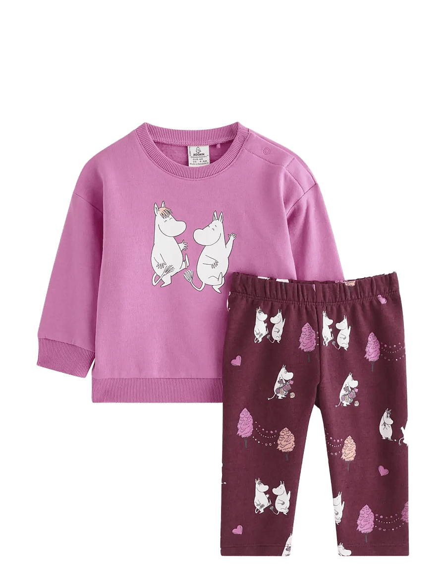 Lindex - Moomin set - sæt med langærmet t-shirt - dusty pink - 0