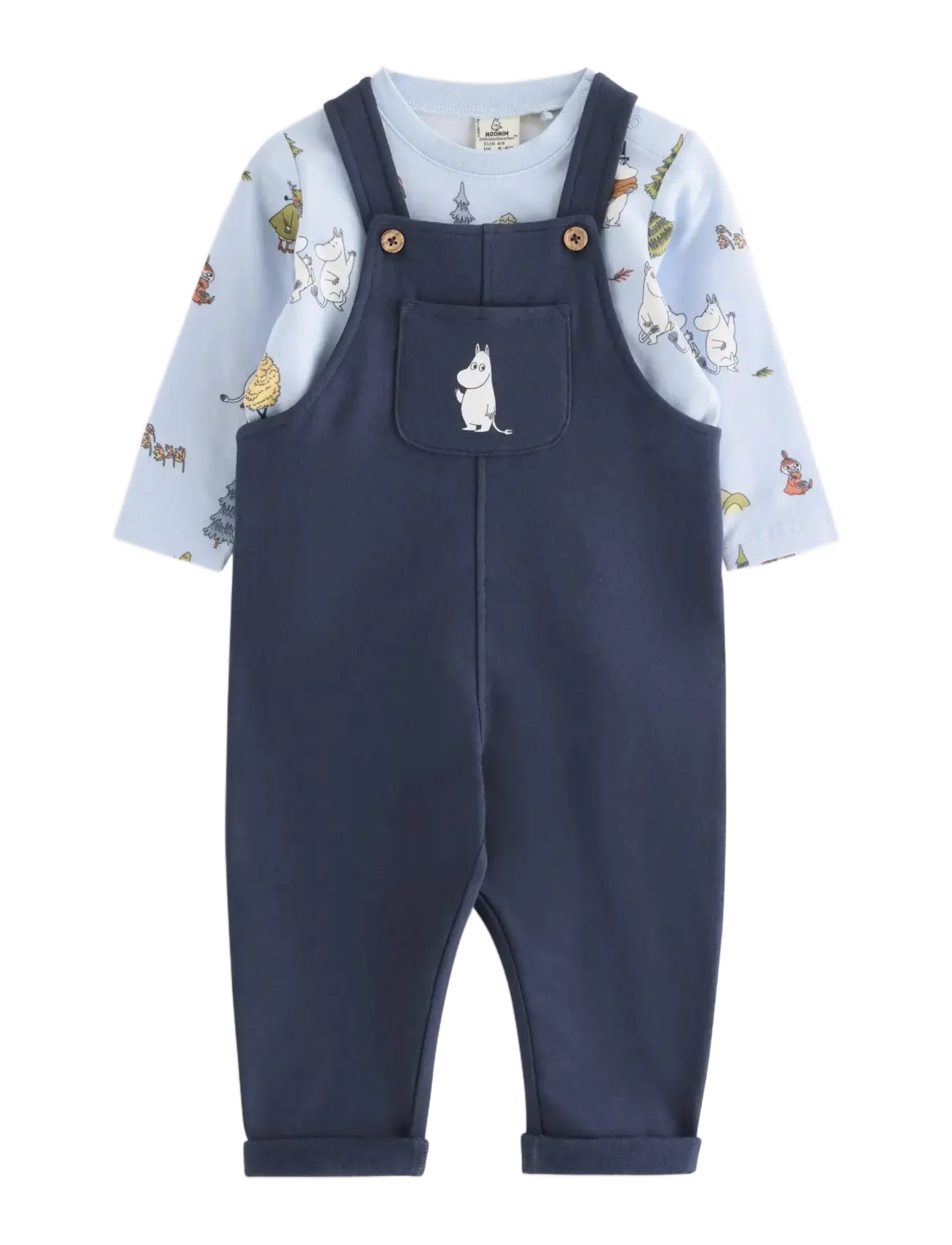 Lindex Moomin set bib trousers and top - Imik  44-92 - LIGHT BLUE / navy
