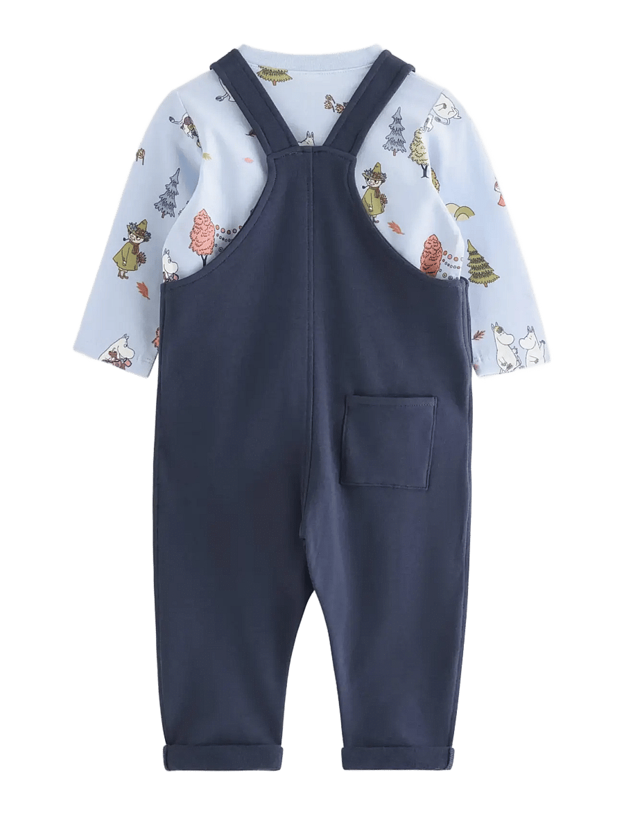 Lindex - Moomin set bib trousers and top - sæt med langærmet t-shirt - light blue - 1