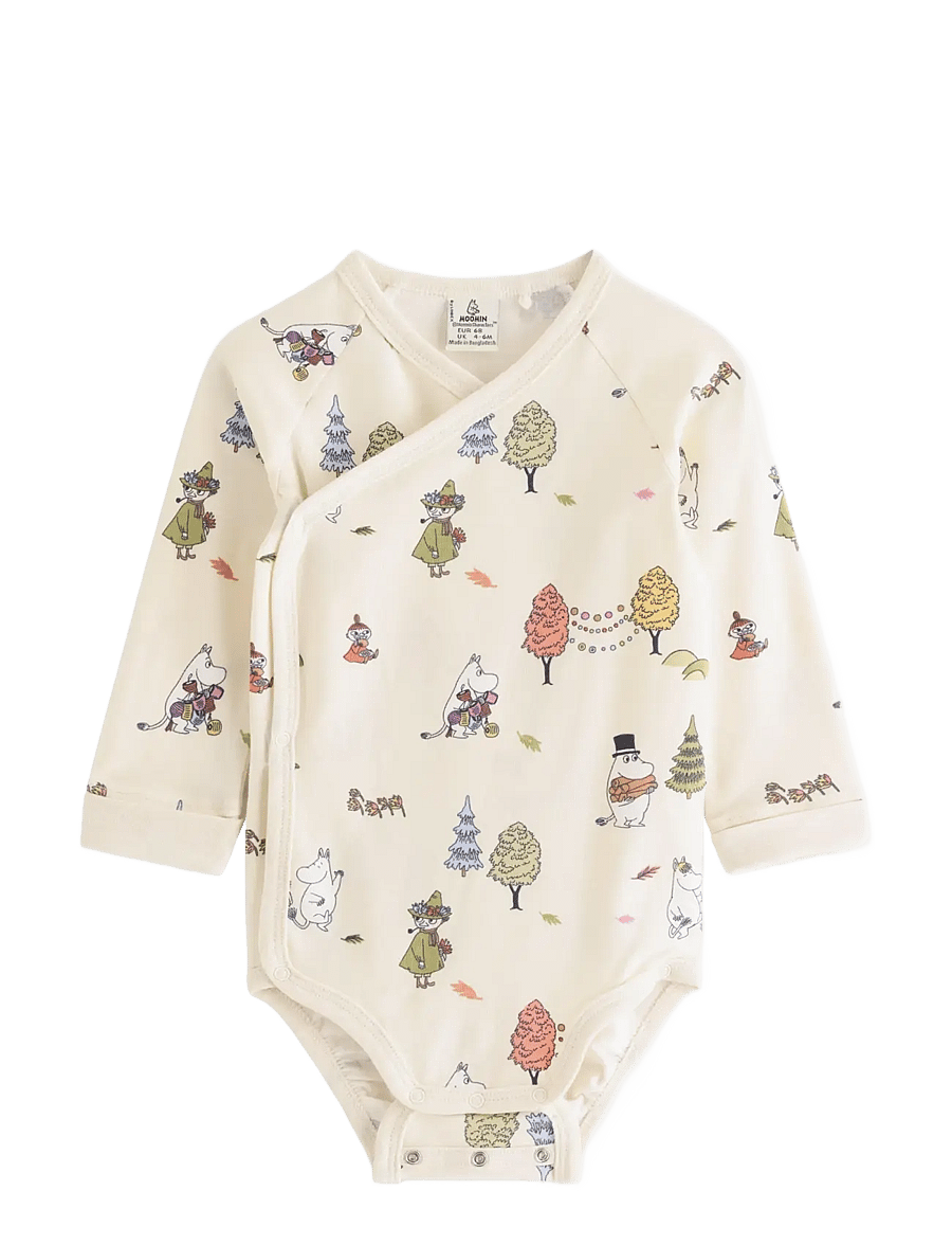 Lindex - Moomin long-sleeved wrap bodysuit - osta vanuse järgi - white - 0