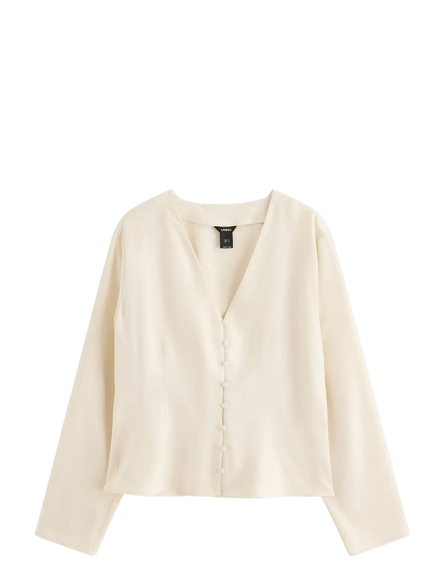 Lindex - Figure fit blouse - langärmelige blusen - light beige - 1