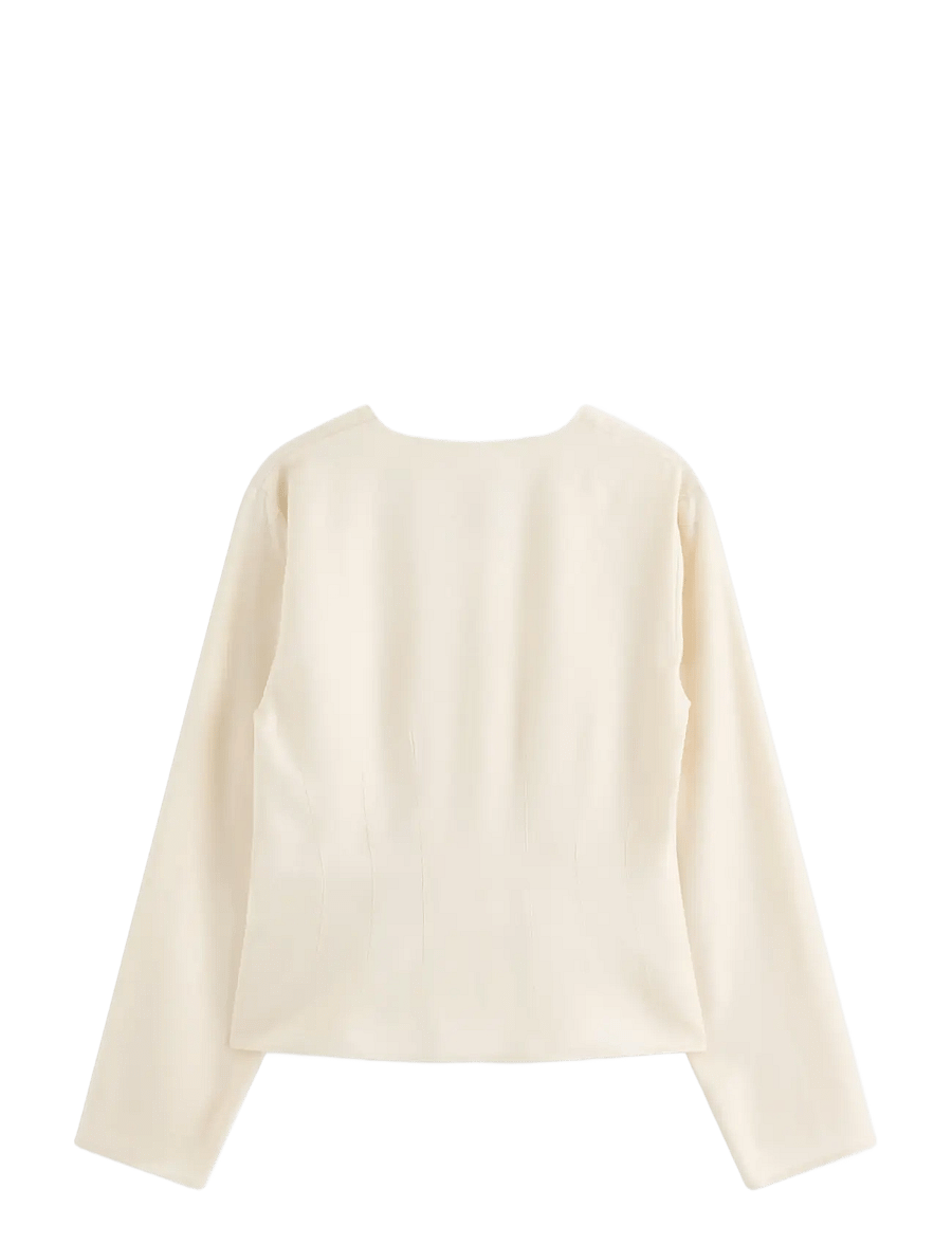 Lindex - Figure fit blouse - langärmelige blusen - light beige - 2