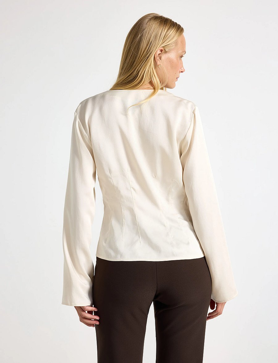Lindex - Figure fit blouse - langärmelige blusen - light beige - 3