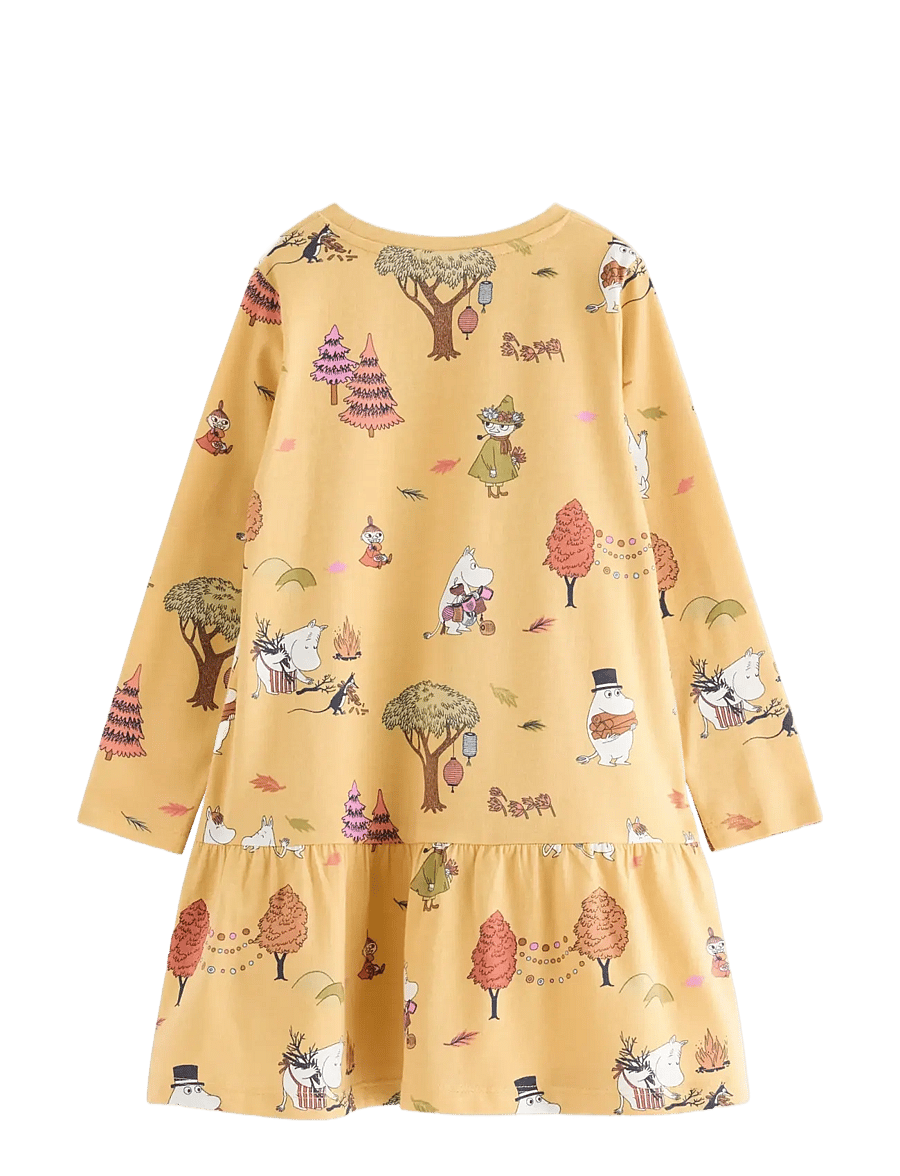 Lindex - Moomin long-sleeved dress - långärmade vardagsklänningar - dusty yellow - 2