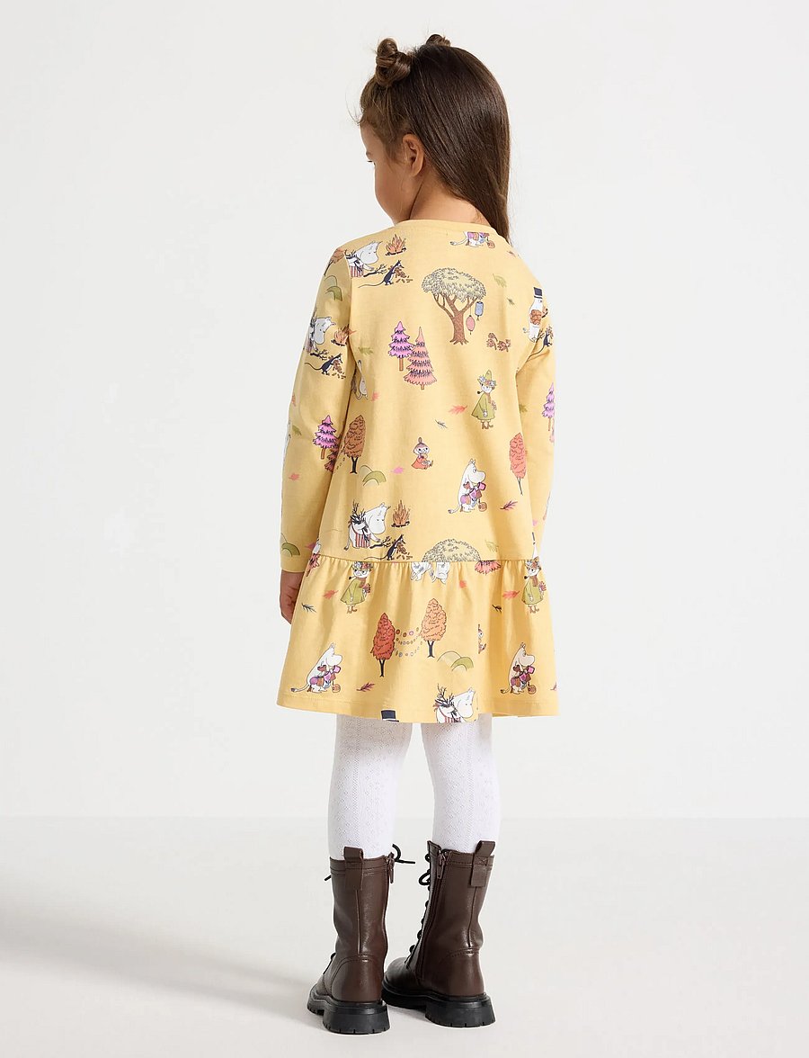 Lindex - Moomin long-sleeved dress - långärmade vardagsklänningar - dusty yellow - 3