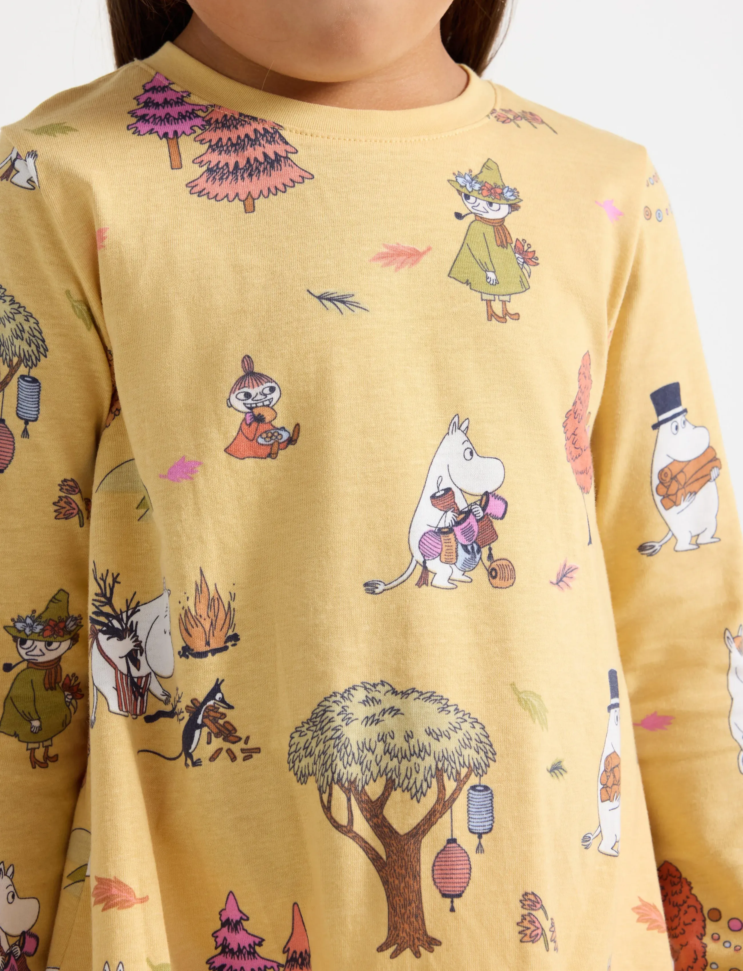 Lindex - Moomin long-sleeved dress - långärmade vardagsklänningar - dusty yellow - 4