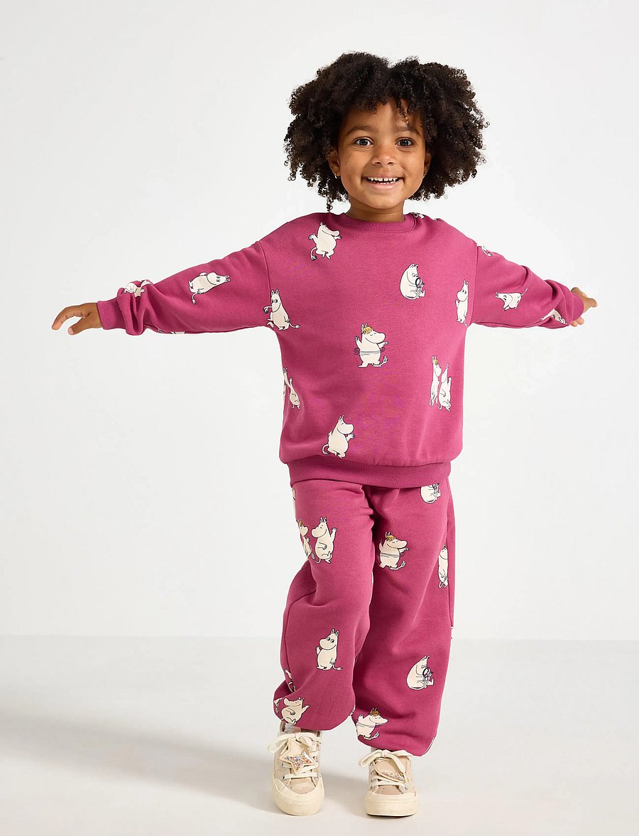 Lindex - Moomin joggers with brushed inside - dressipüksid - dark dusty pink - 0