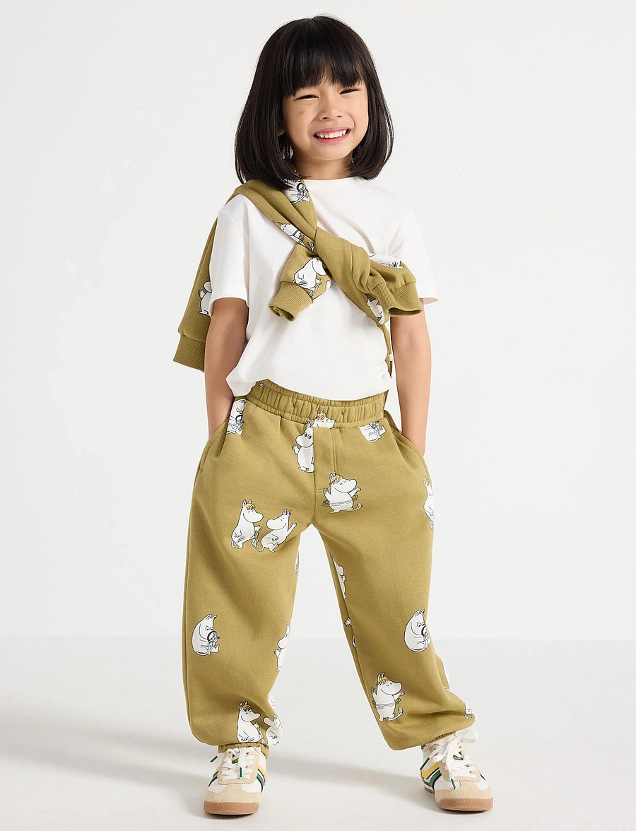 Lindex - Moomin joggers with brushed inside - mjukisbyxor - khaki - 0