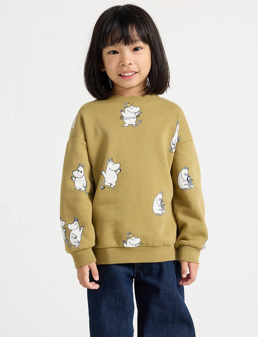 Lindex - Moomin sweatshirt with brushed inside - sweatshirts - khaki - 0