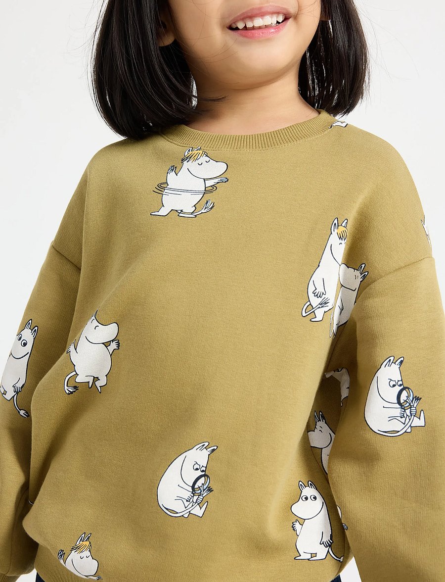 Lindex - Moomin sweatshirt with brushed inside - sweatshirts - khaki - 4