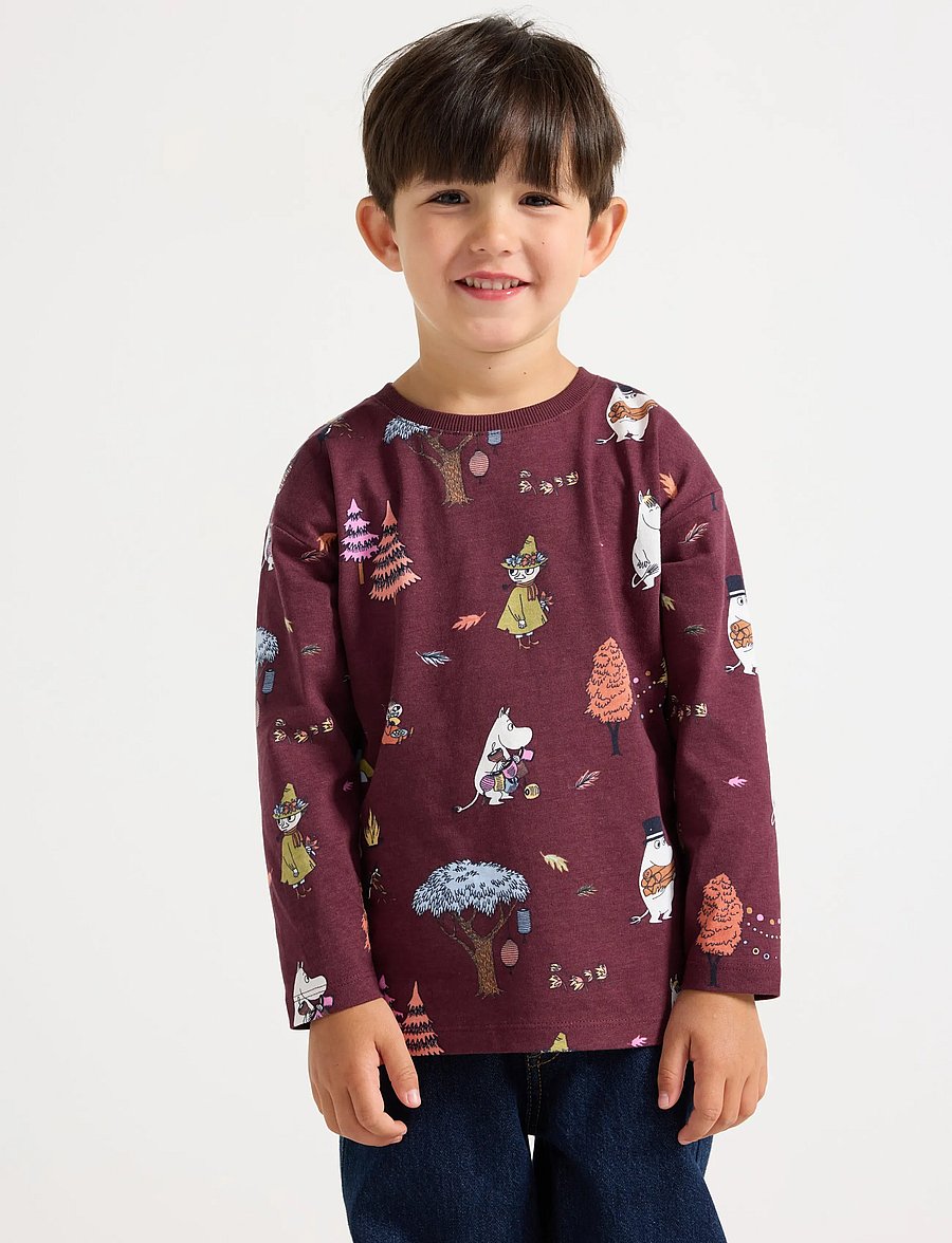 Lindex - Moomin long-sleeved top - långärmade t-shirts - dark lilac - 0