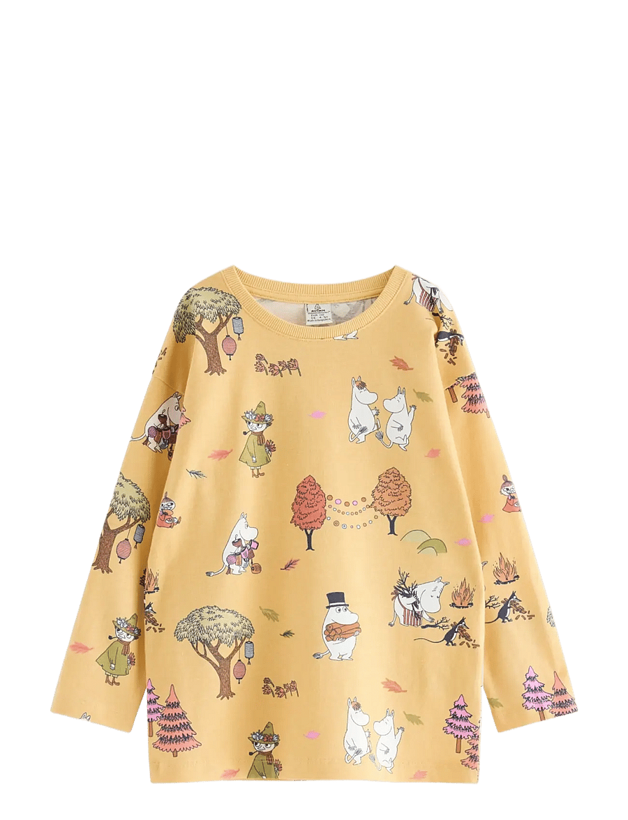 Lindex - Moomin long-sleeved top - långärmade t-shirts - dusty yellow - 1