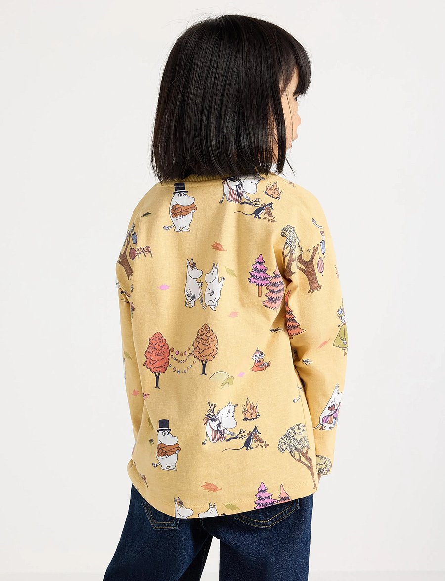 Lindex - Moomin long-sleeved top - långärmade t-shirts - dusty yellow - 3