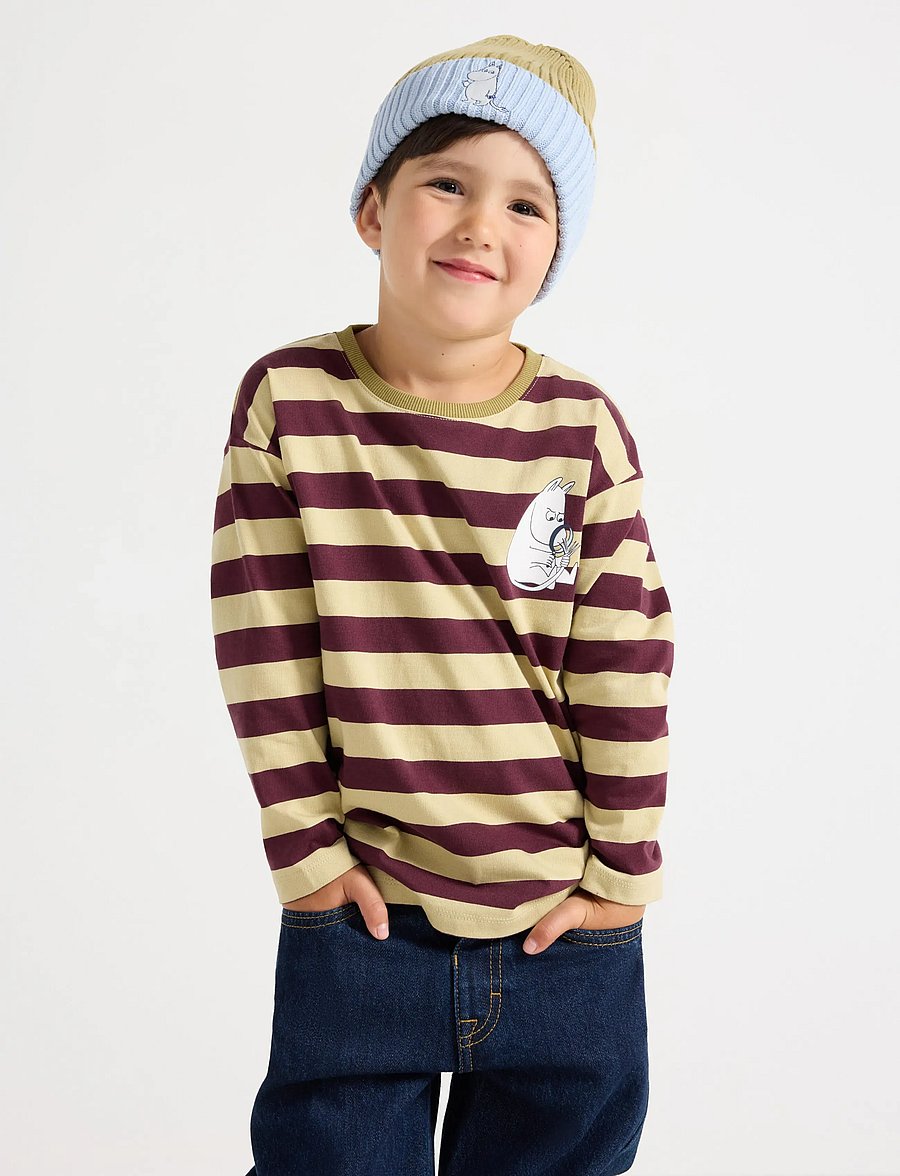 Lindex - Moomin long-sleeved top - långärmade t-shirts - light dusty green - 0