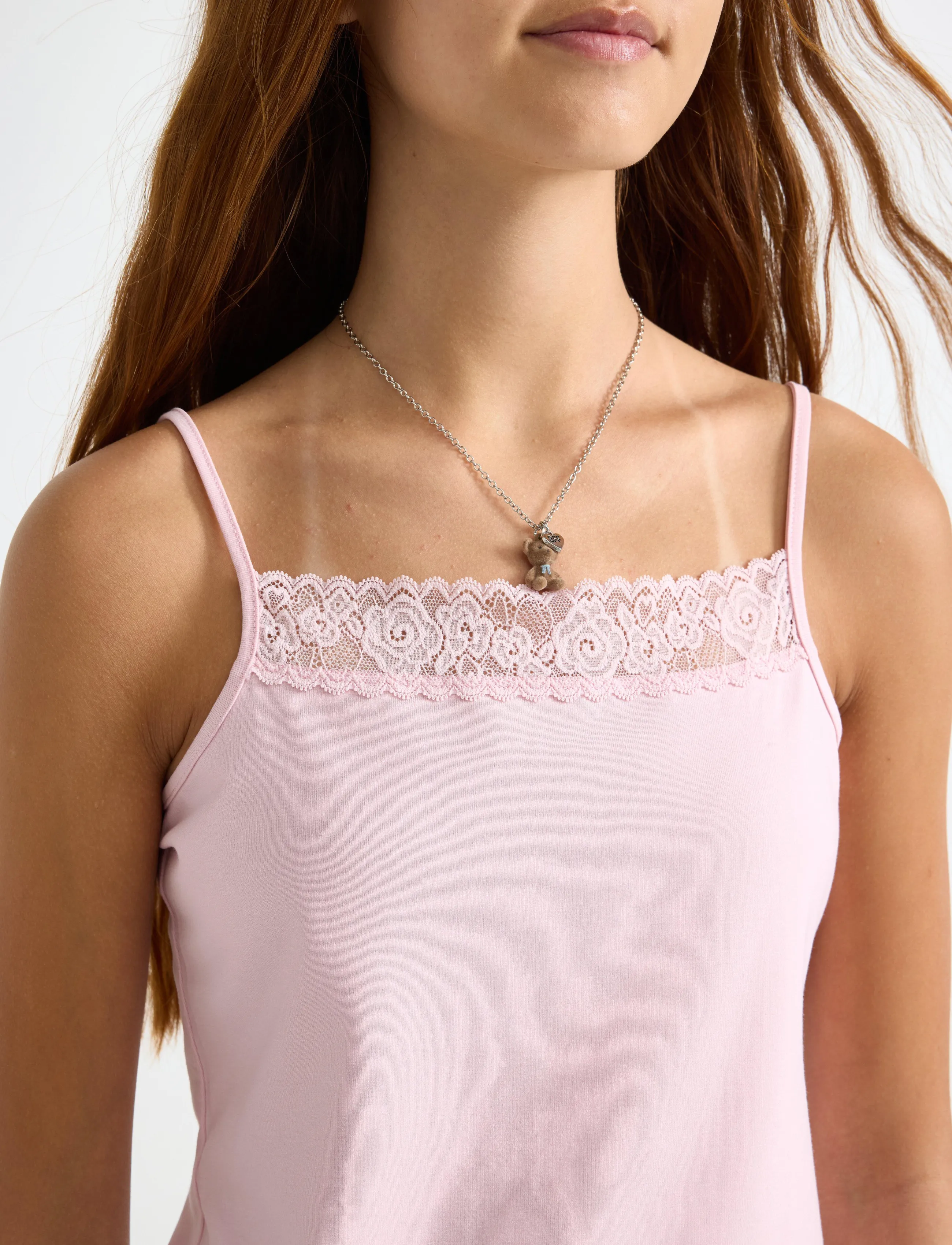 Lindex - Tank top with lace - light pink - 4
