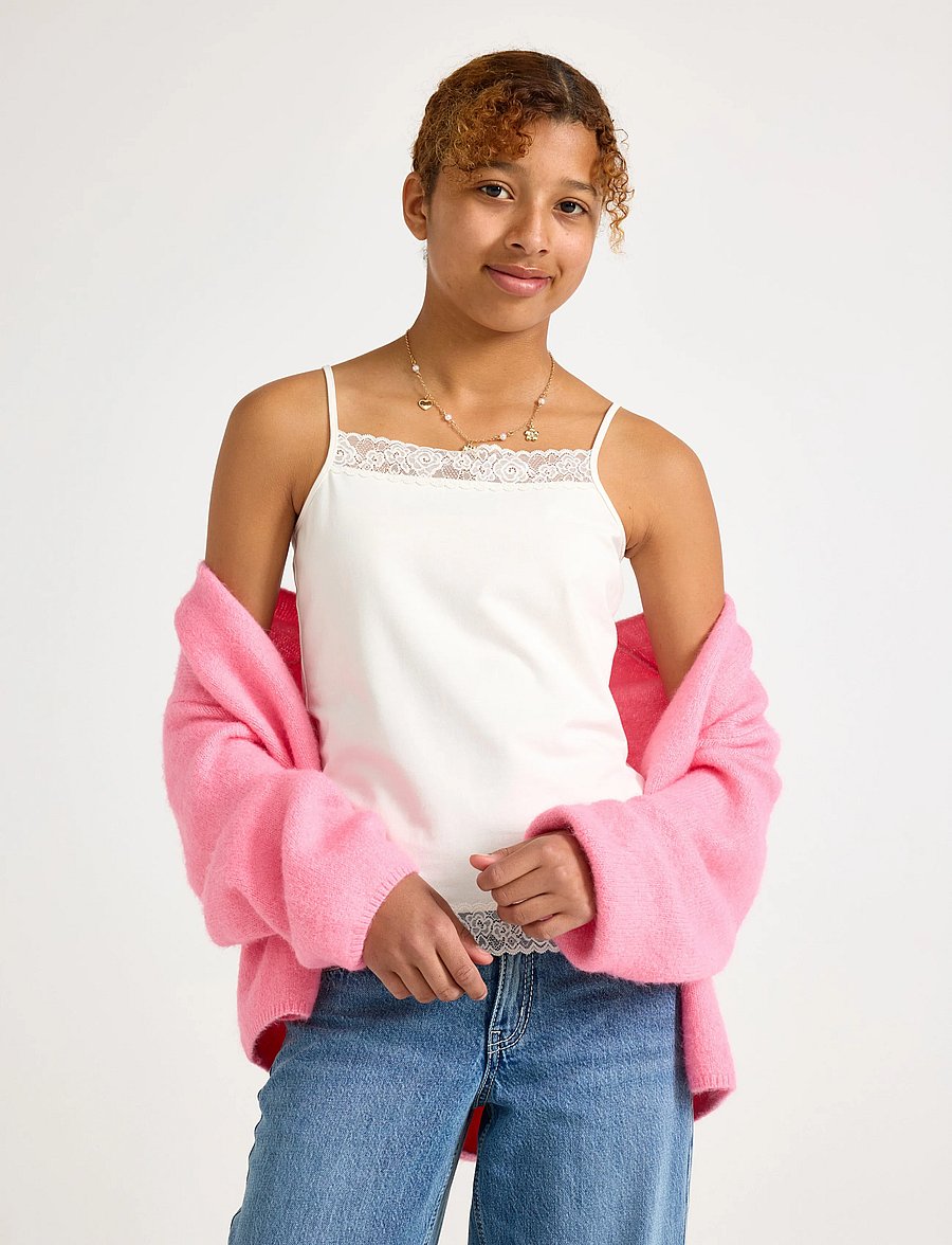 Lindex - Tank top with lace - Ærmeløs undertrøje - off white - 0