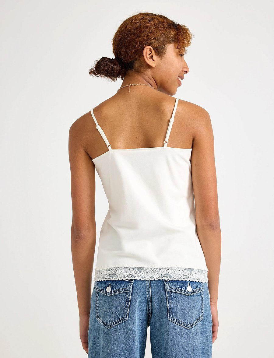 Lindex - Tank top with lace - Ærmeløs undertrøje - off white - 3