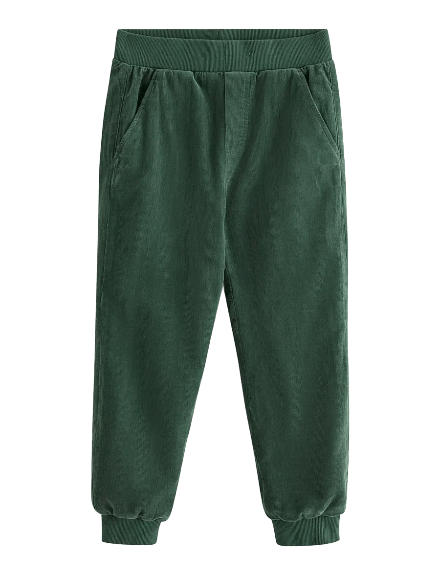 Lindex - Lined corduroy joggers - mjukisbyxor - dark dusty green - 0