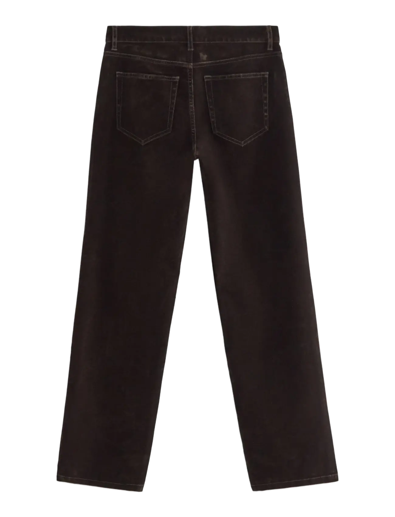 Lindex - STRAIGHT trousers in velvet - bukser med lige ben - dark brown - 2