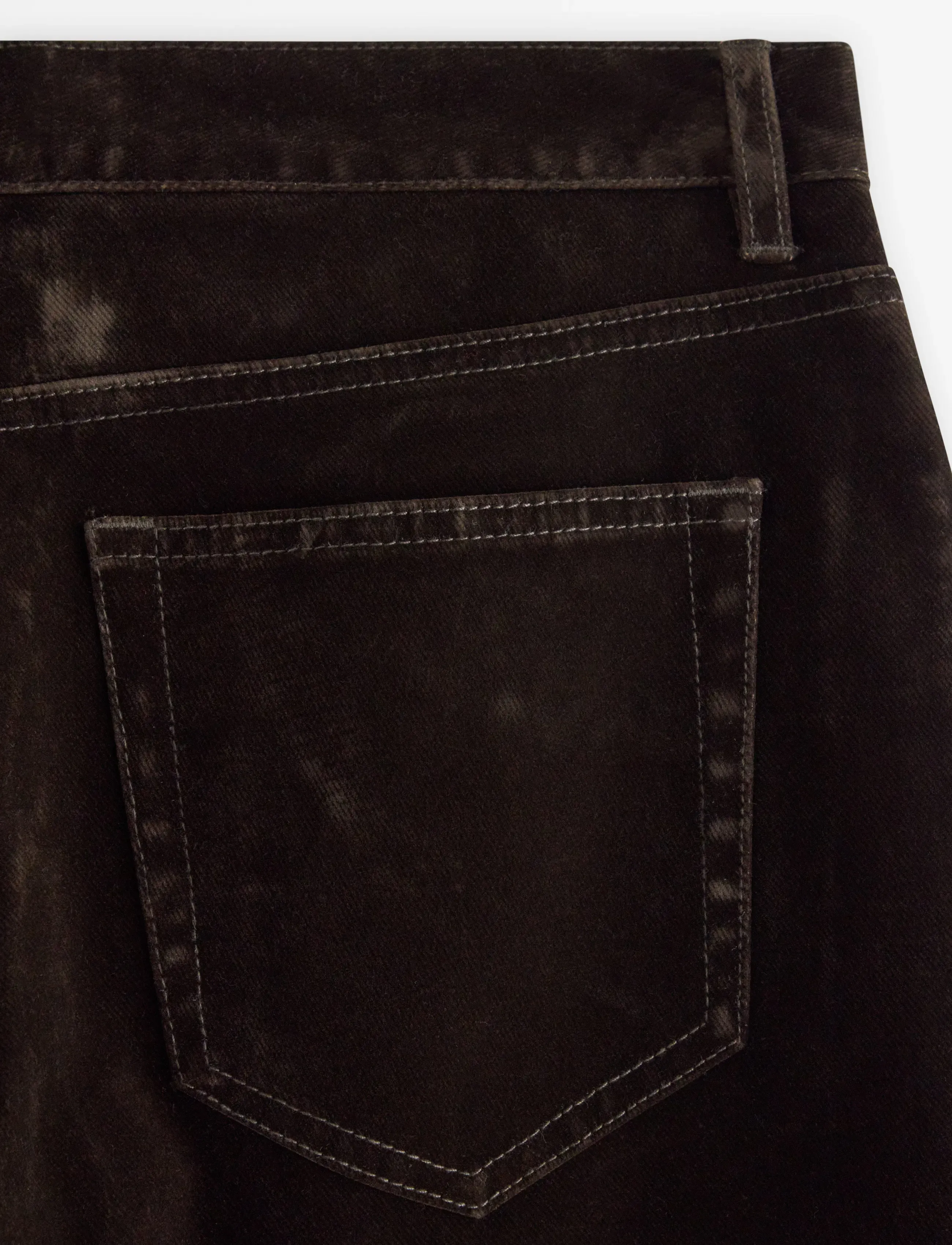 Lindex - STRAIGHT trousers in velvet - bukser med lige ben - dark brown - 5