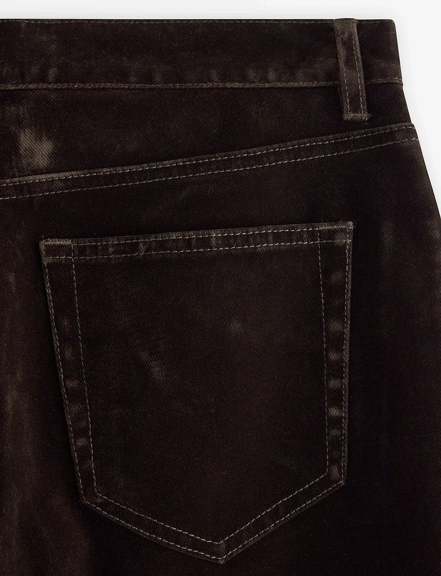 Lindex - STRAIGHT trousers in velvet - bukser med lige ben - dark brown - 5