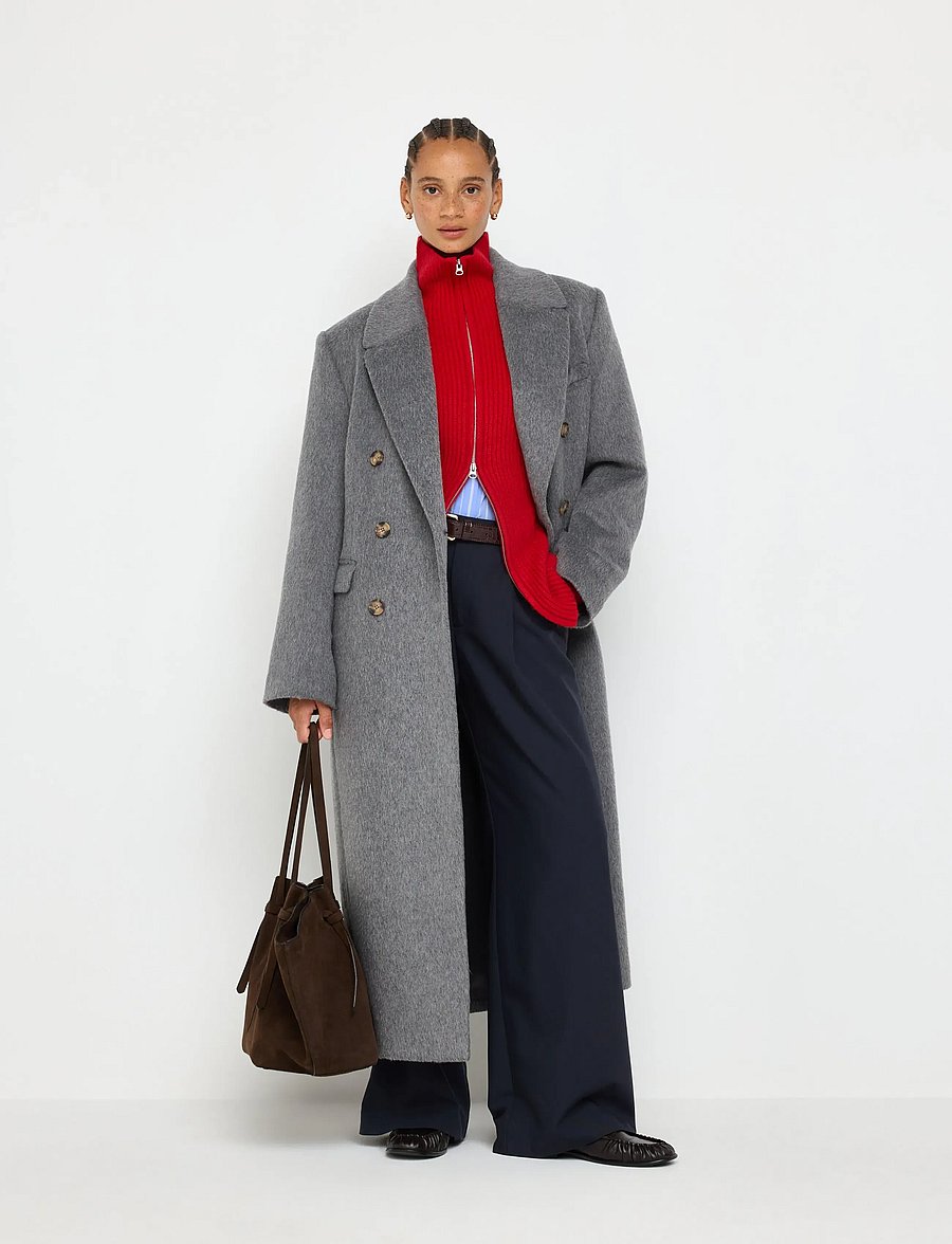 Lindex - Coat in wool blend - winterjacken - grey melange - 0