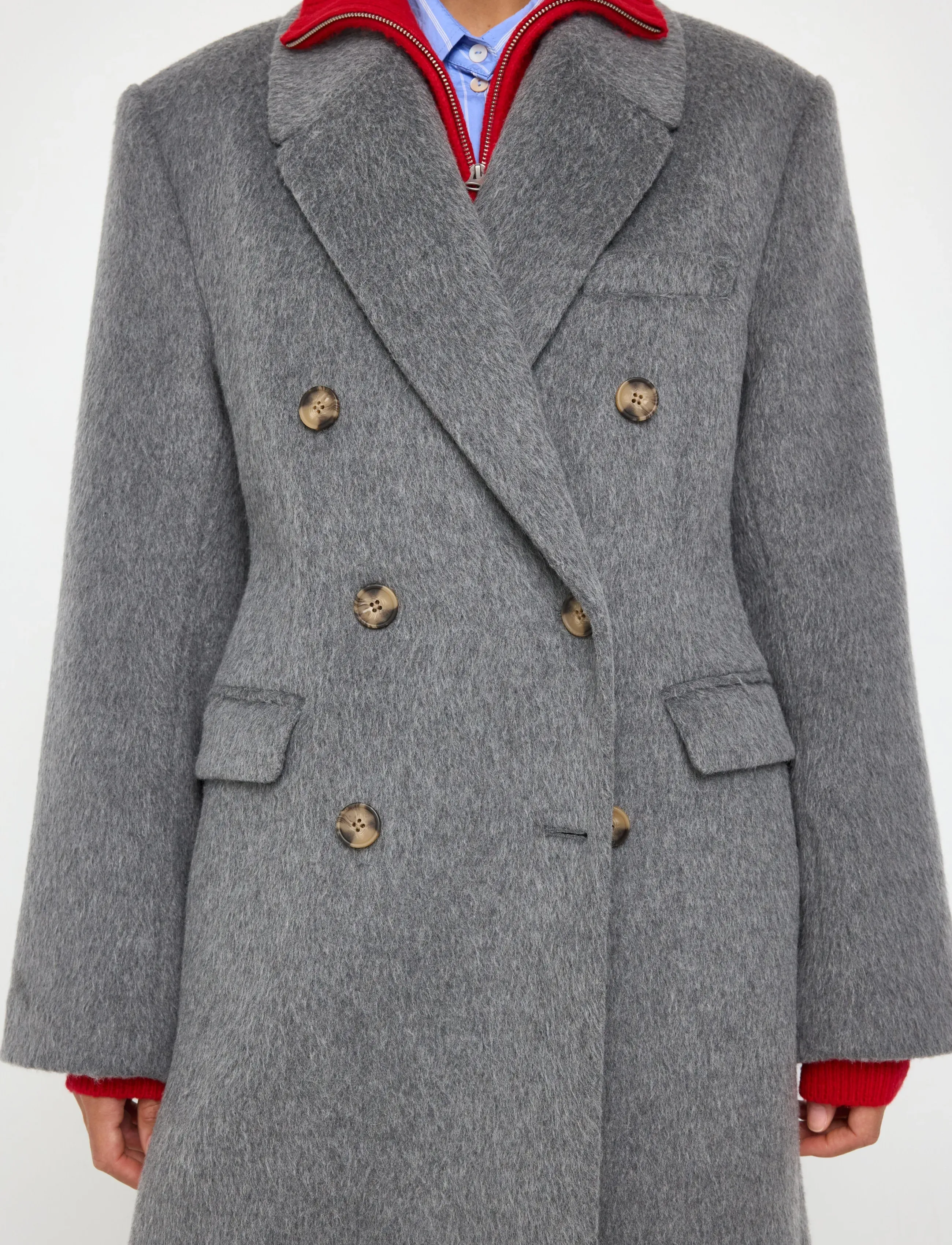 Lindex - Coat in wool blend - winterjacken - grey melange - 4