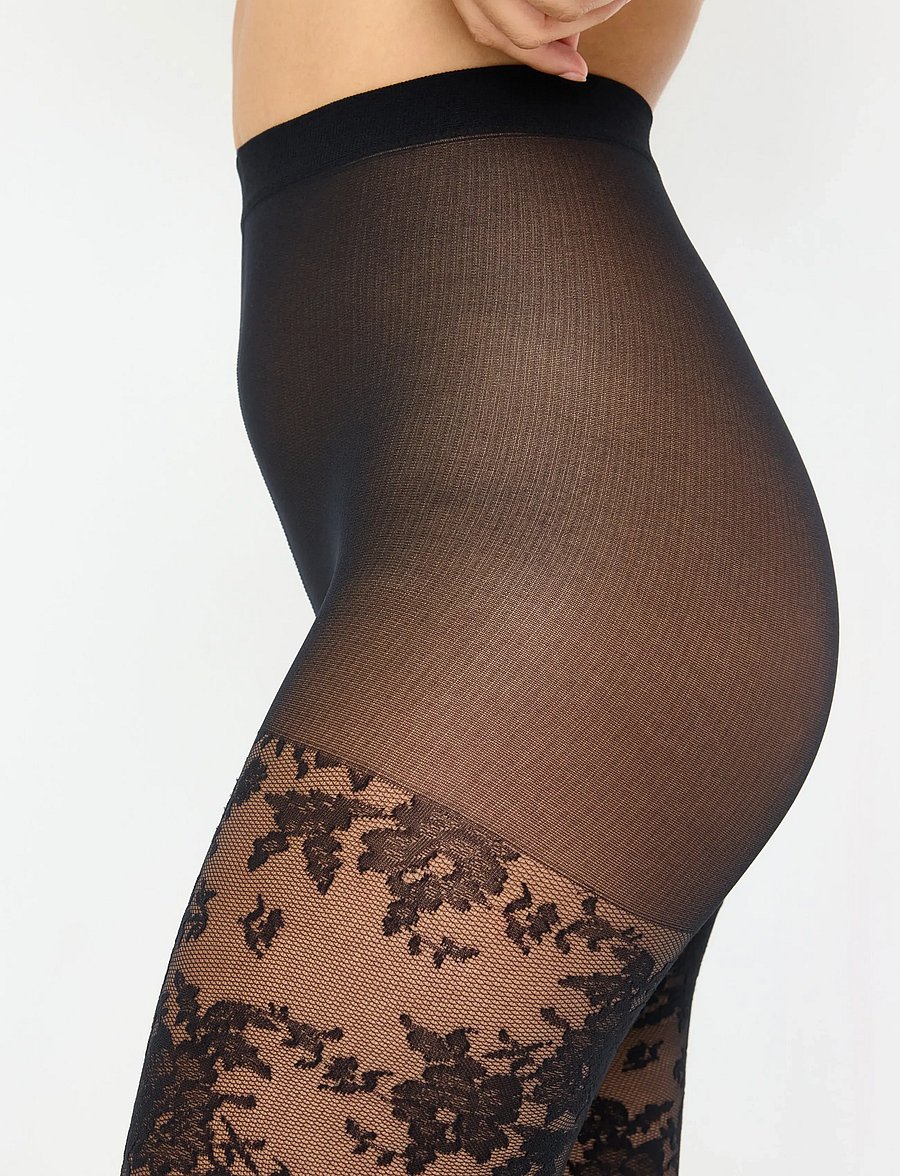 Lindex - Tights in lace 40 denier - besondere anlässe - black - 4