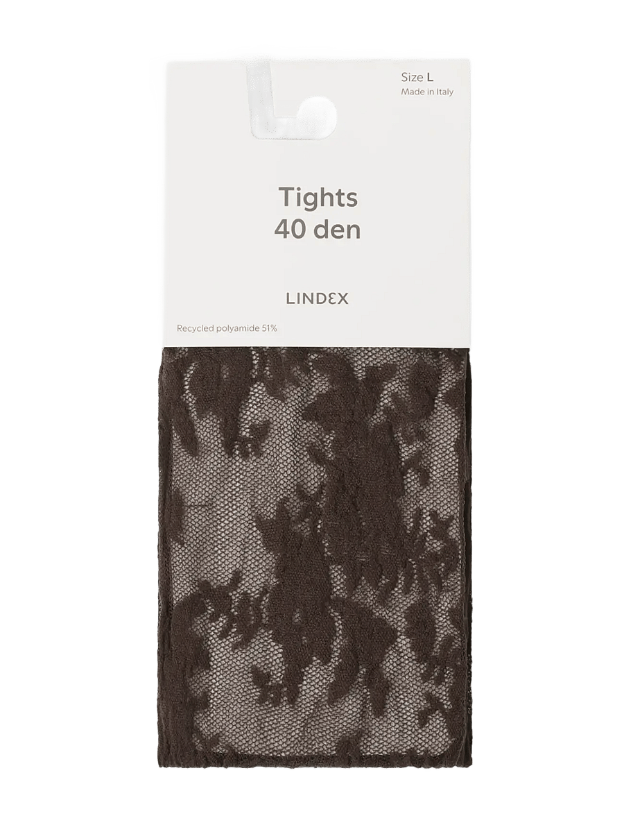 Lindex - Tights in lace 40 denier - special occasions - brown - 0